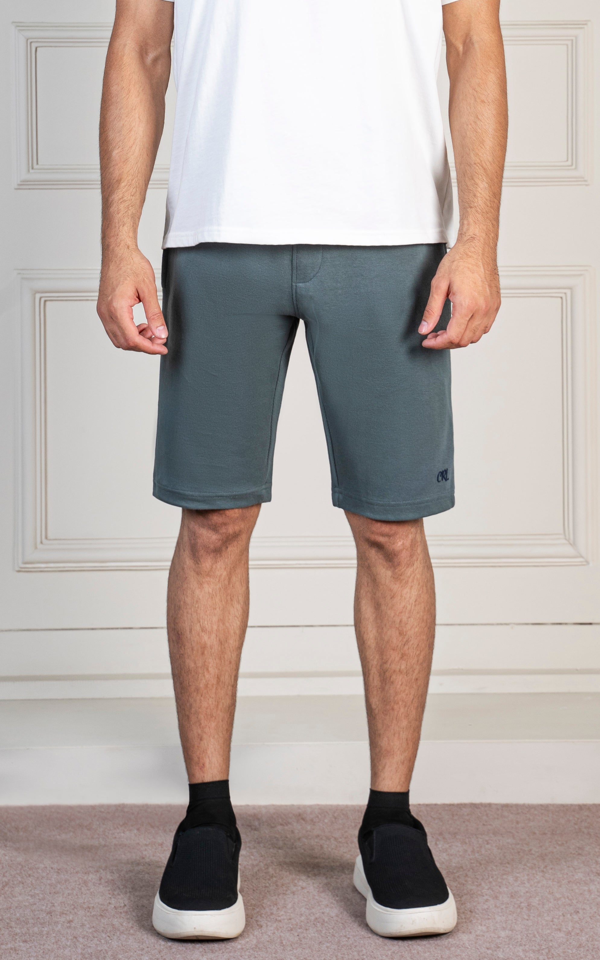 SLIM FIT PIQUE INTERLOCK SHORT SEA GREEN