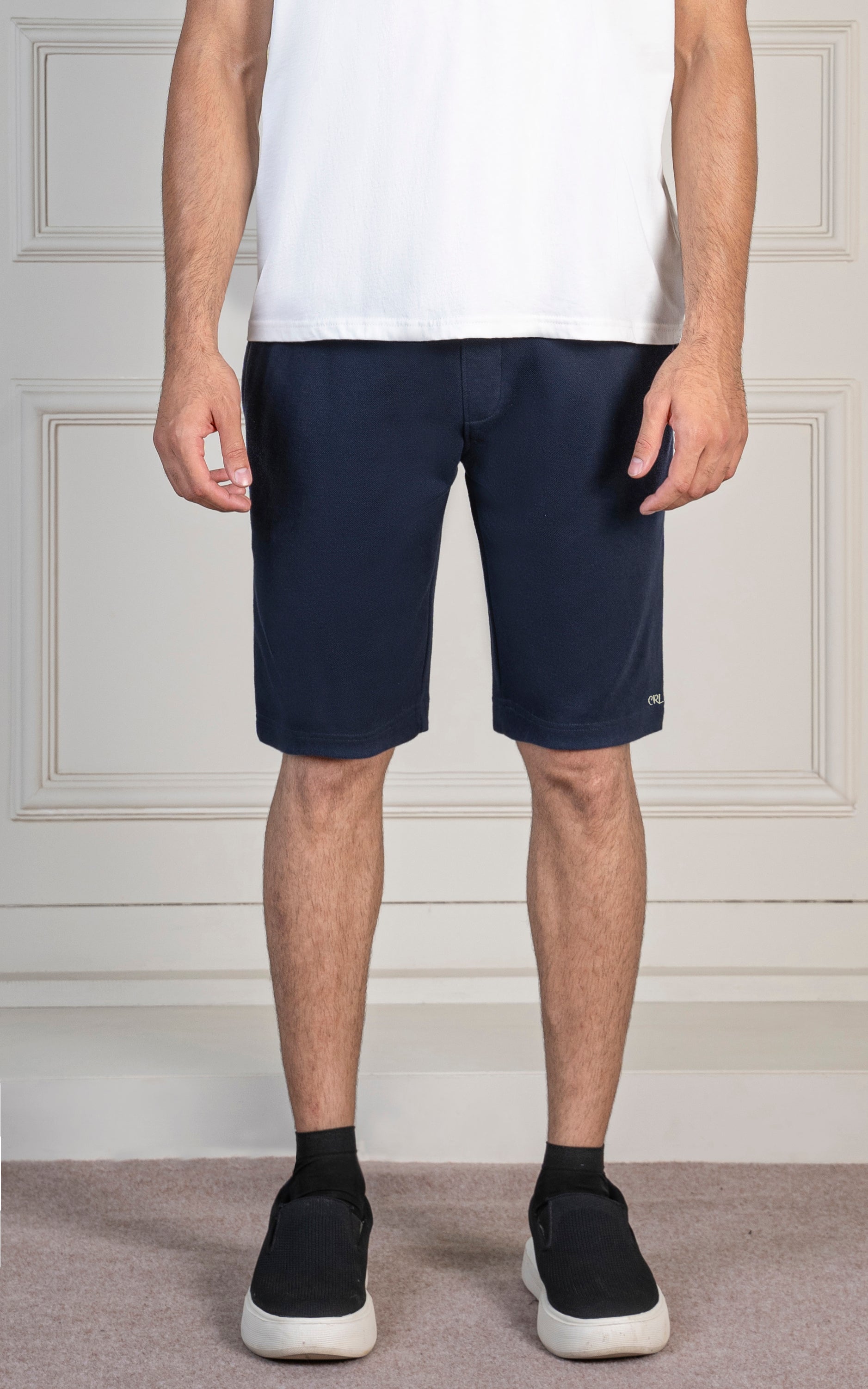 SLIM FIT PIQUE INTERLOCK SHORT NAVY