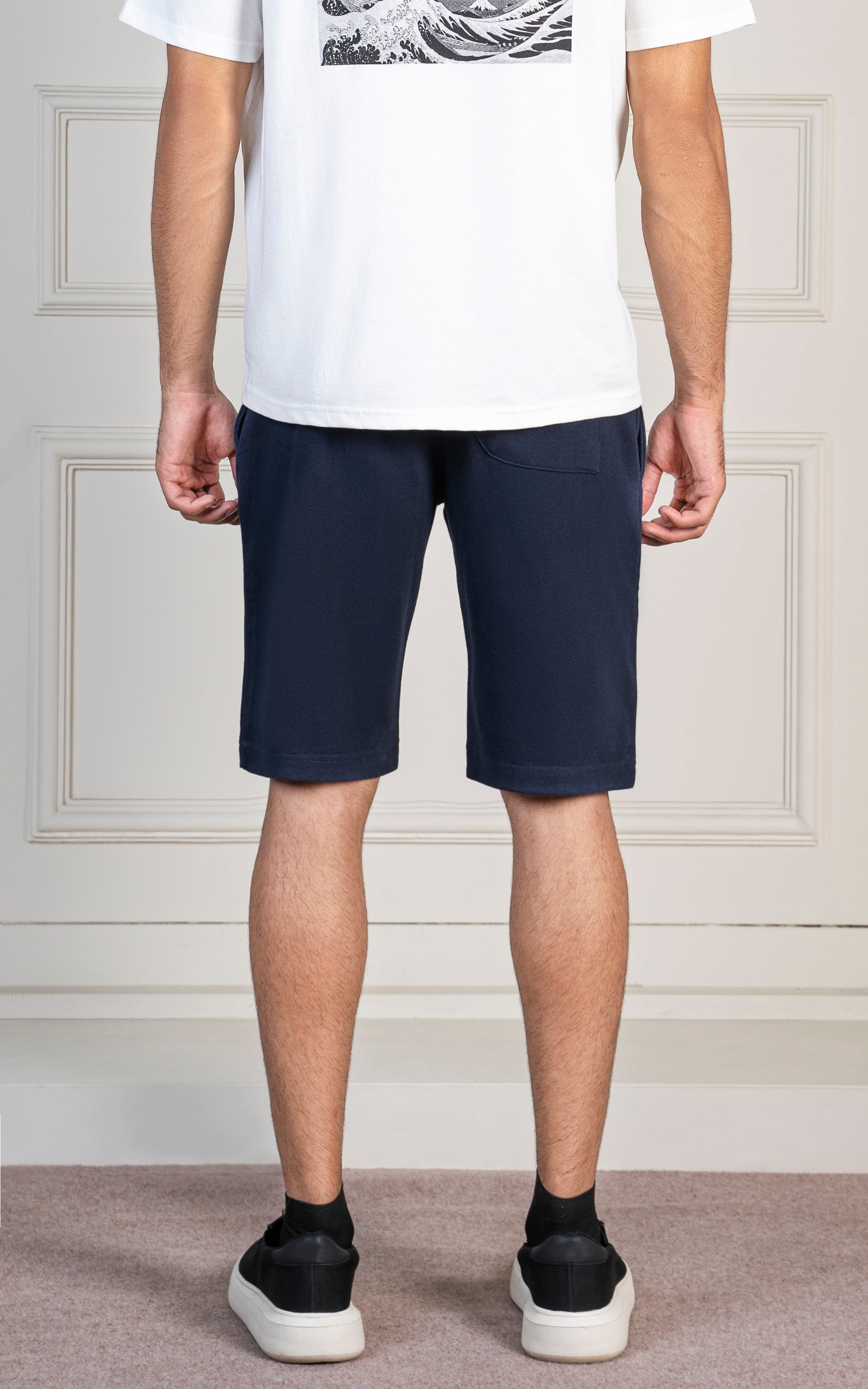 SLIM FIT PIQUE INTERLOCK SHORT NAVY