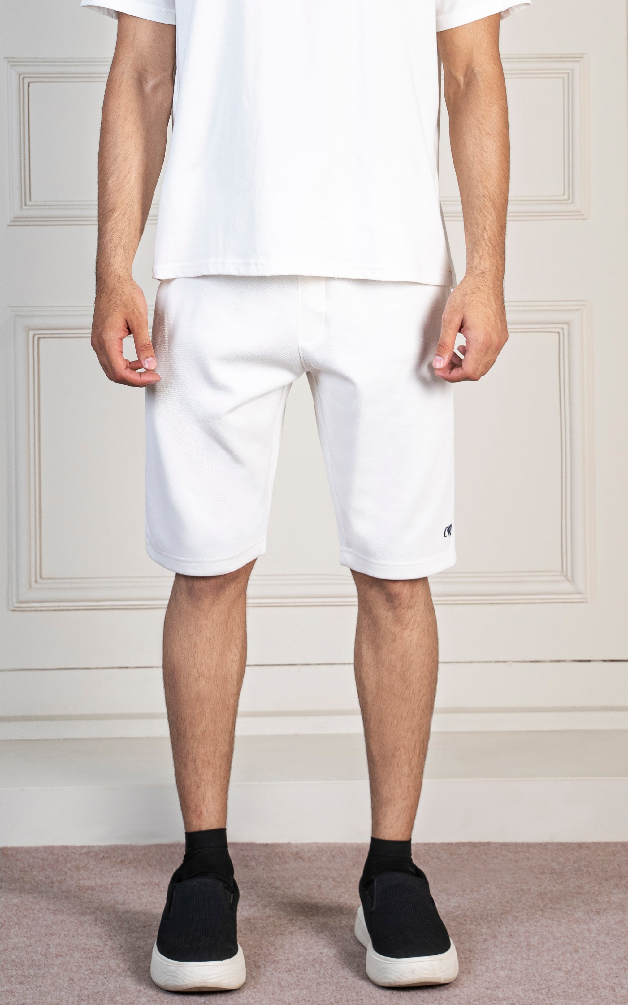 SLIM FIT PIQUE INTERLOCK SHORT WHITE
