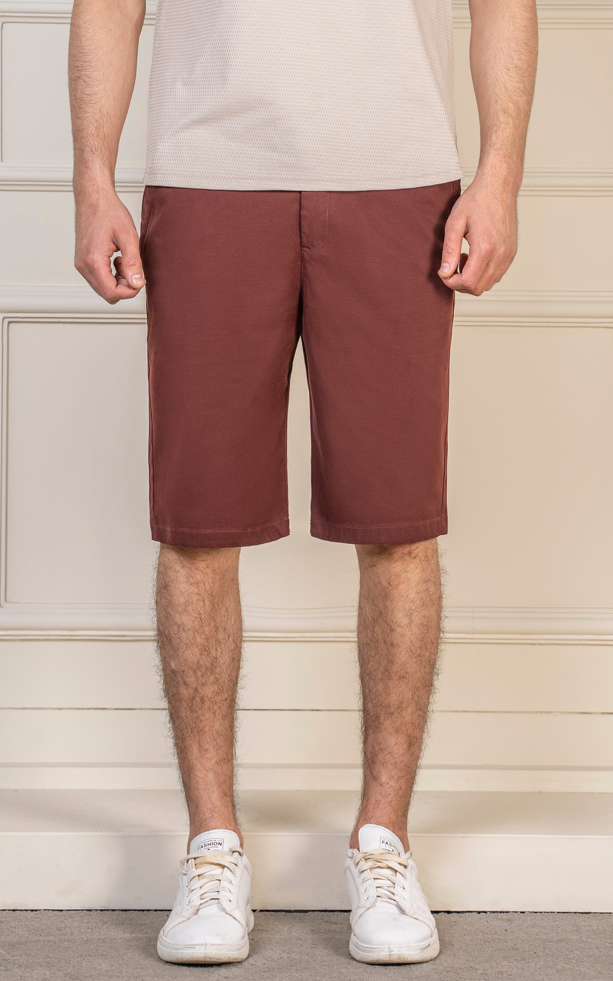 REGULAR FIT DOBBY SHORT MAROON