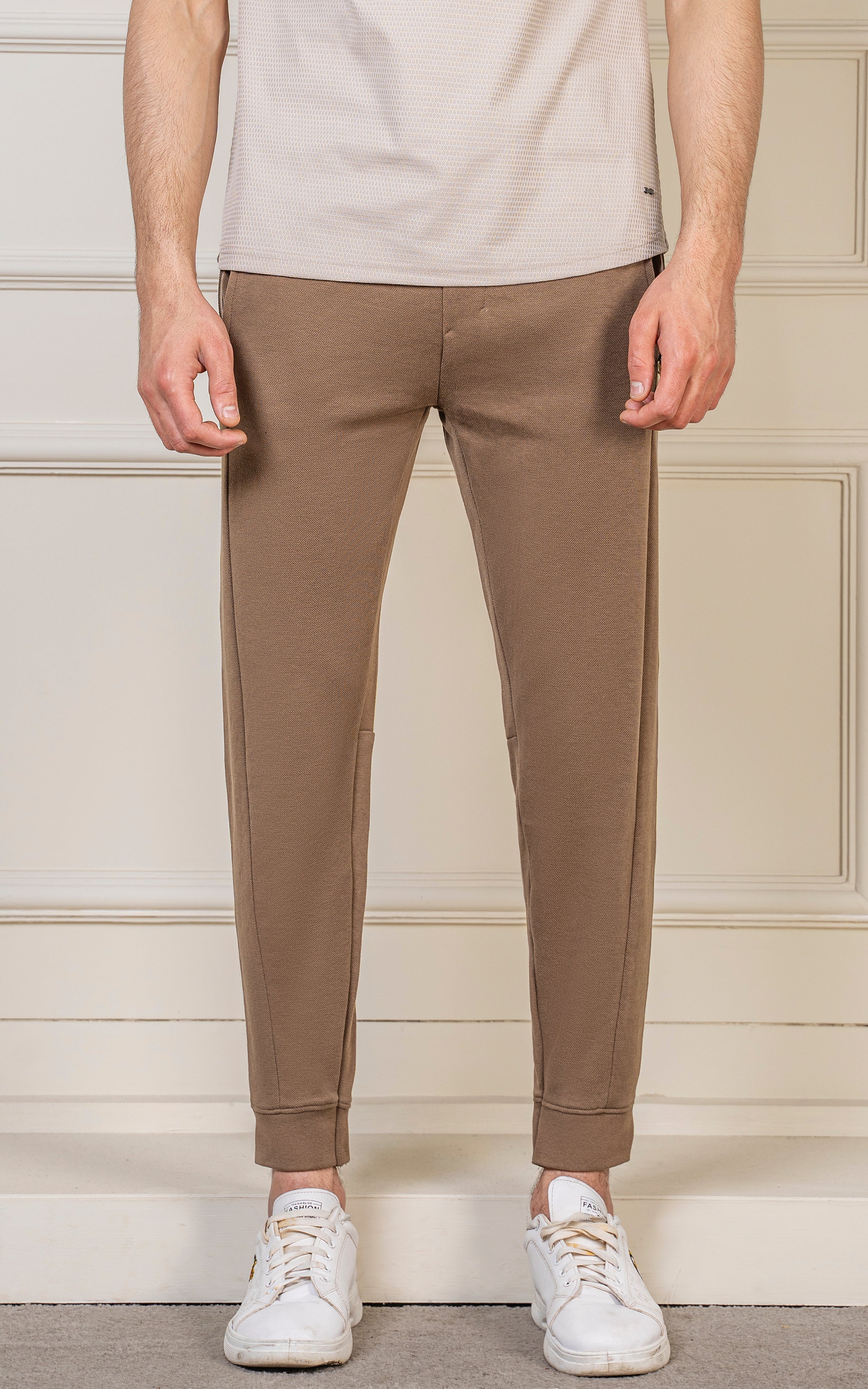 SLIM FIT PIQUE INTERLOCK JOGGER TROUSER KHAKI