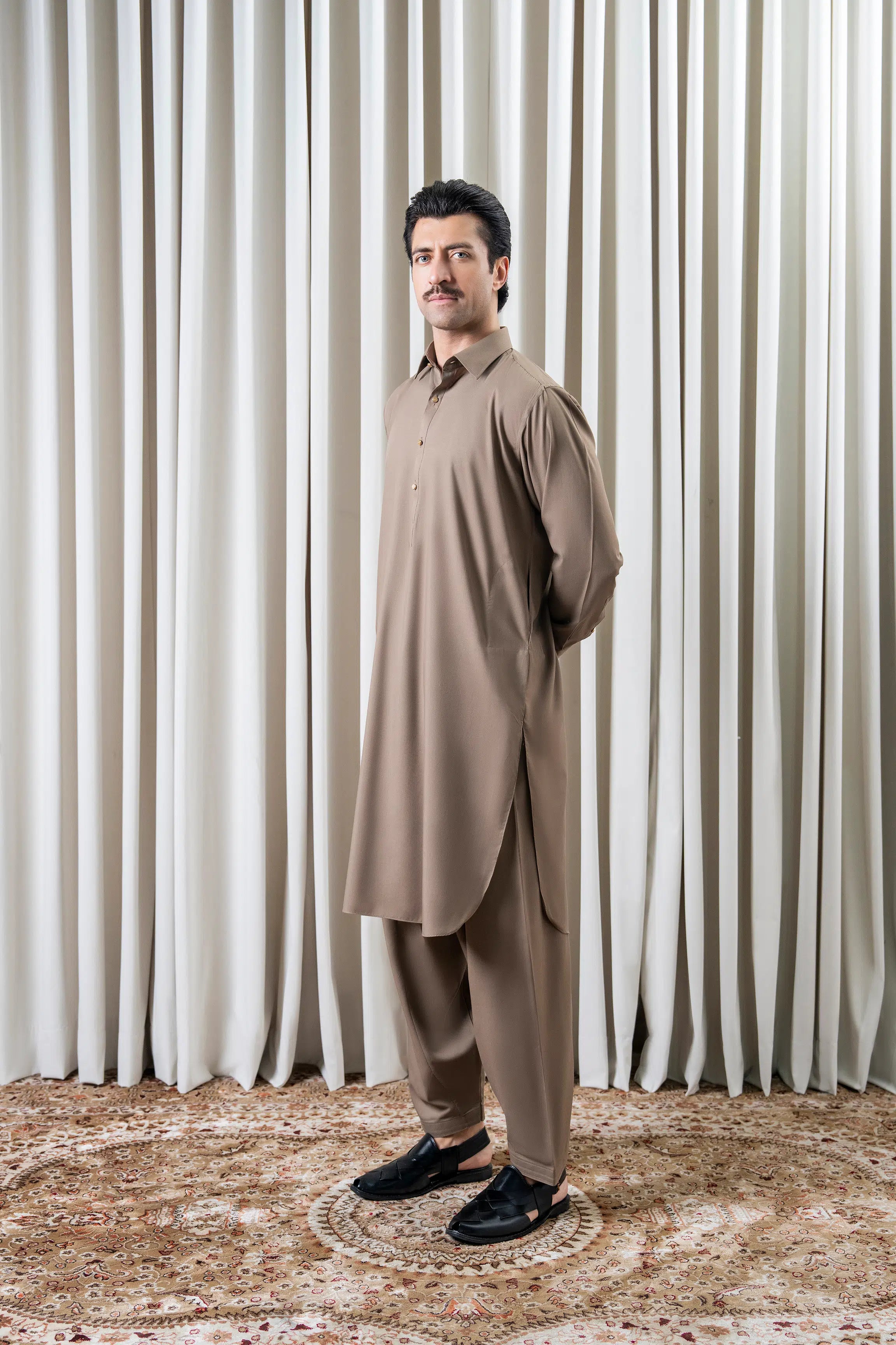 BLENDED KAMEEZ SHALWAR - SIGNATURE COLLECTION KHAKI