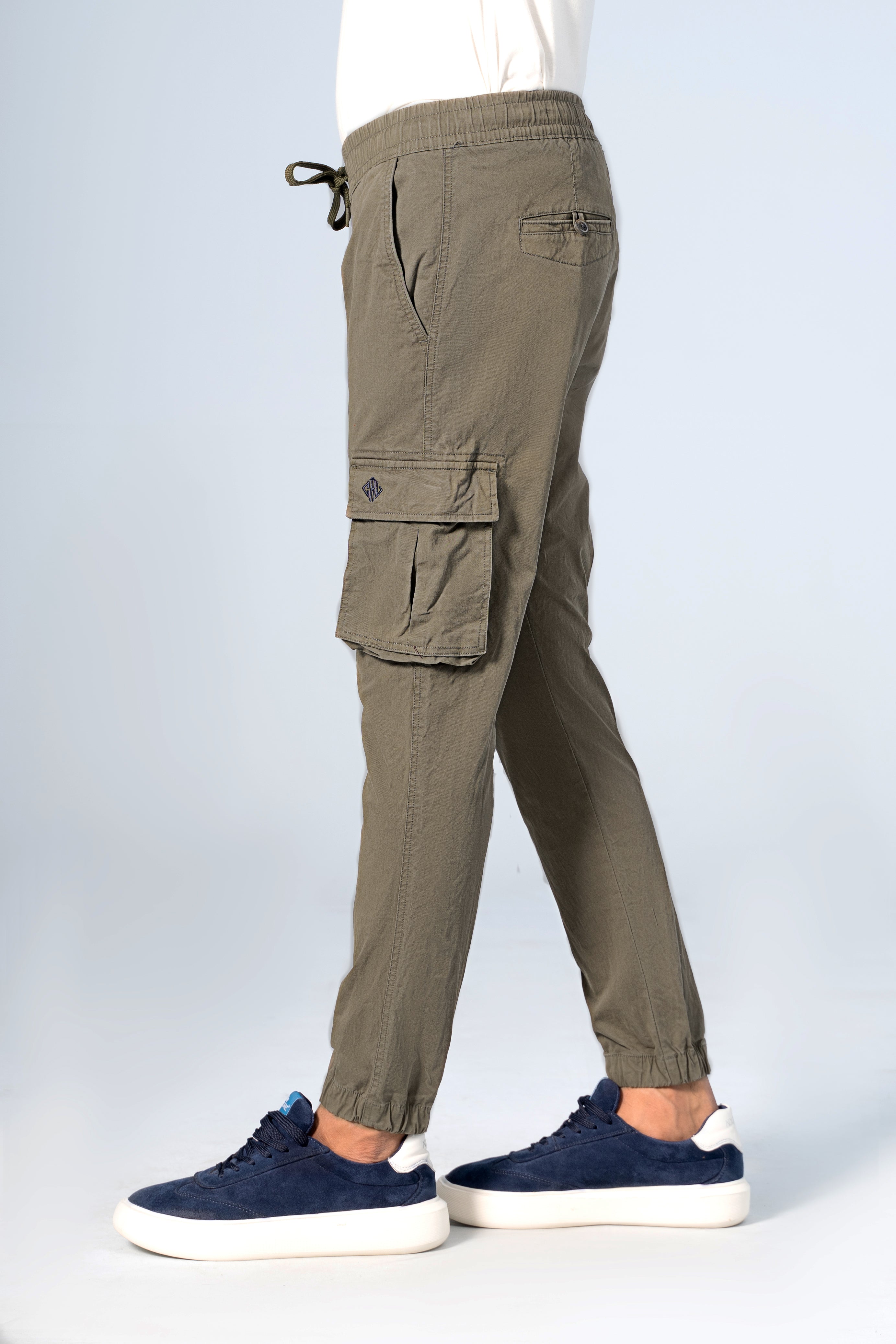 CARGO JOGGER ENZYME WASHED TROUSER OLIVE - Charcoal Clothing