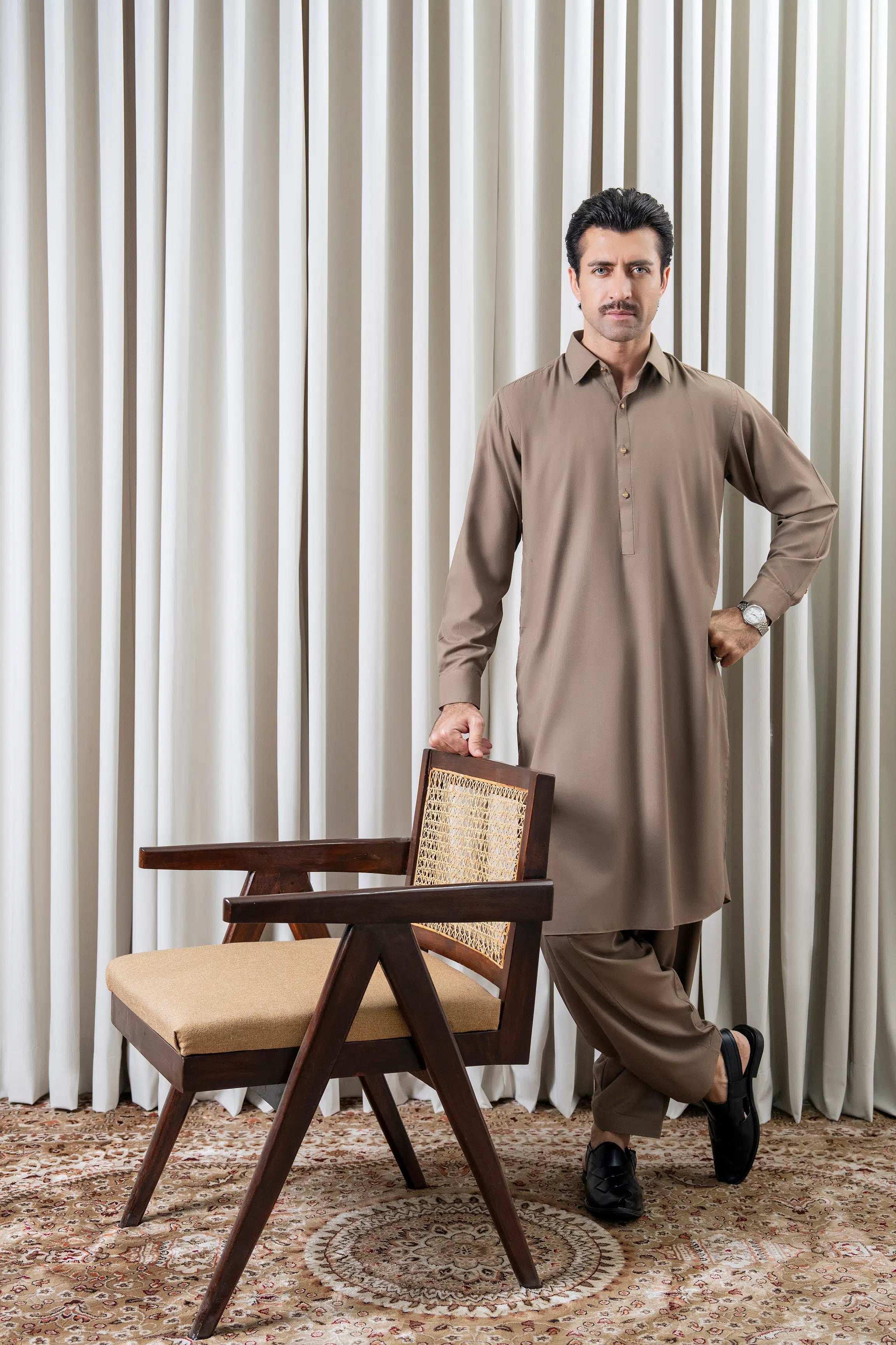 BLENDED KAMEEZ SHALWAR - SIGNATURE COLLECTION KHAKI