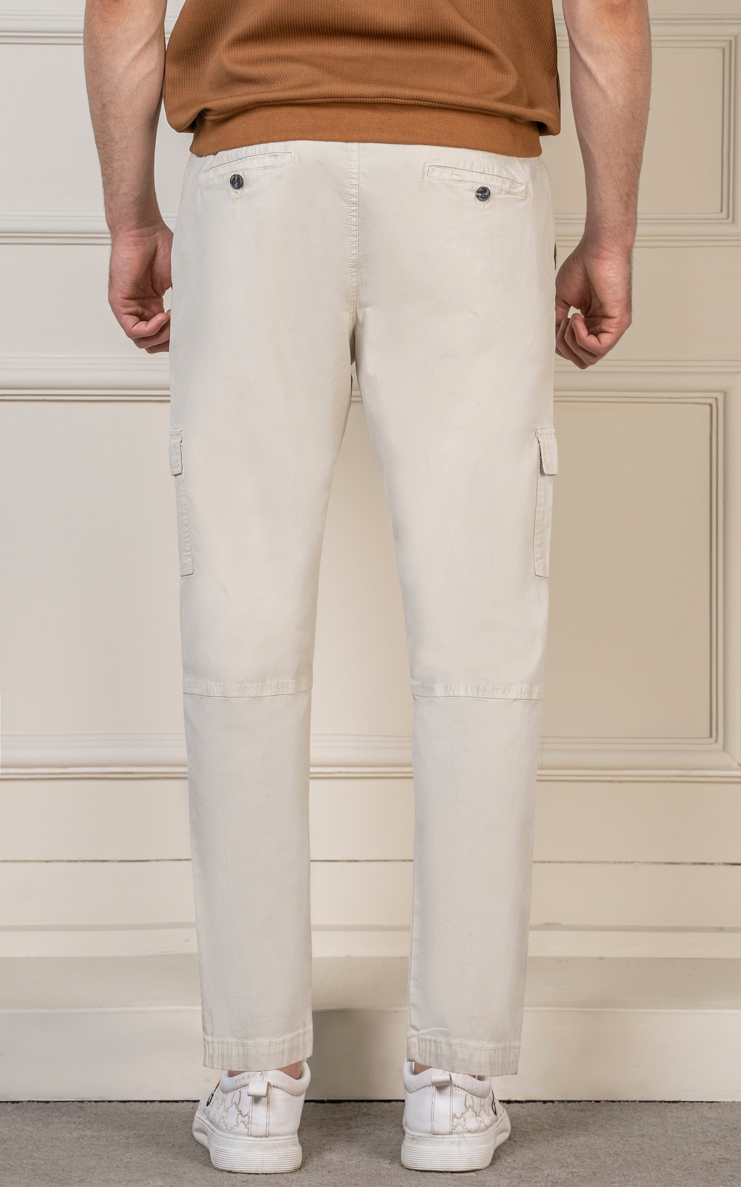 STRAIGHT FIT TEXTURED CARGO TROUSER BEIGE