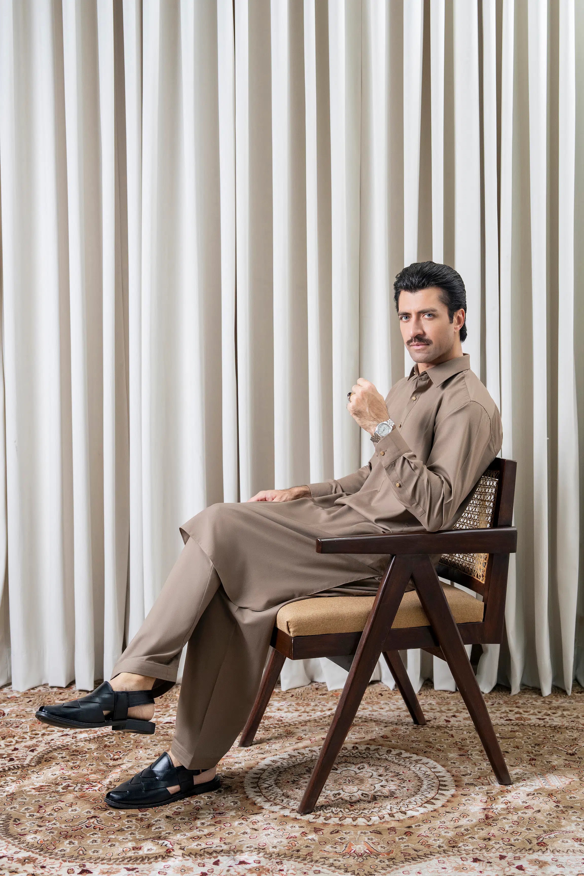 BLENDED KAMEEZ SHALWAR - SIGNATURE COLLECTION KHAKI