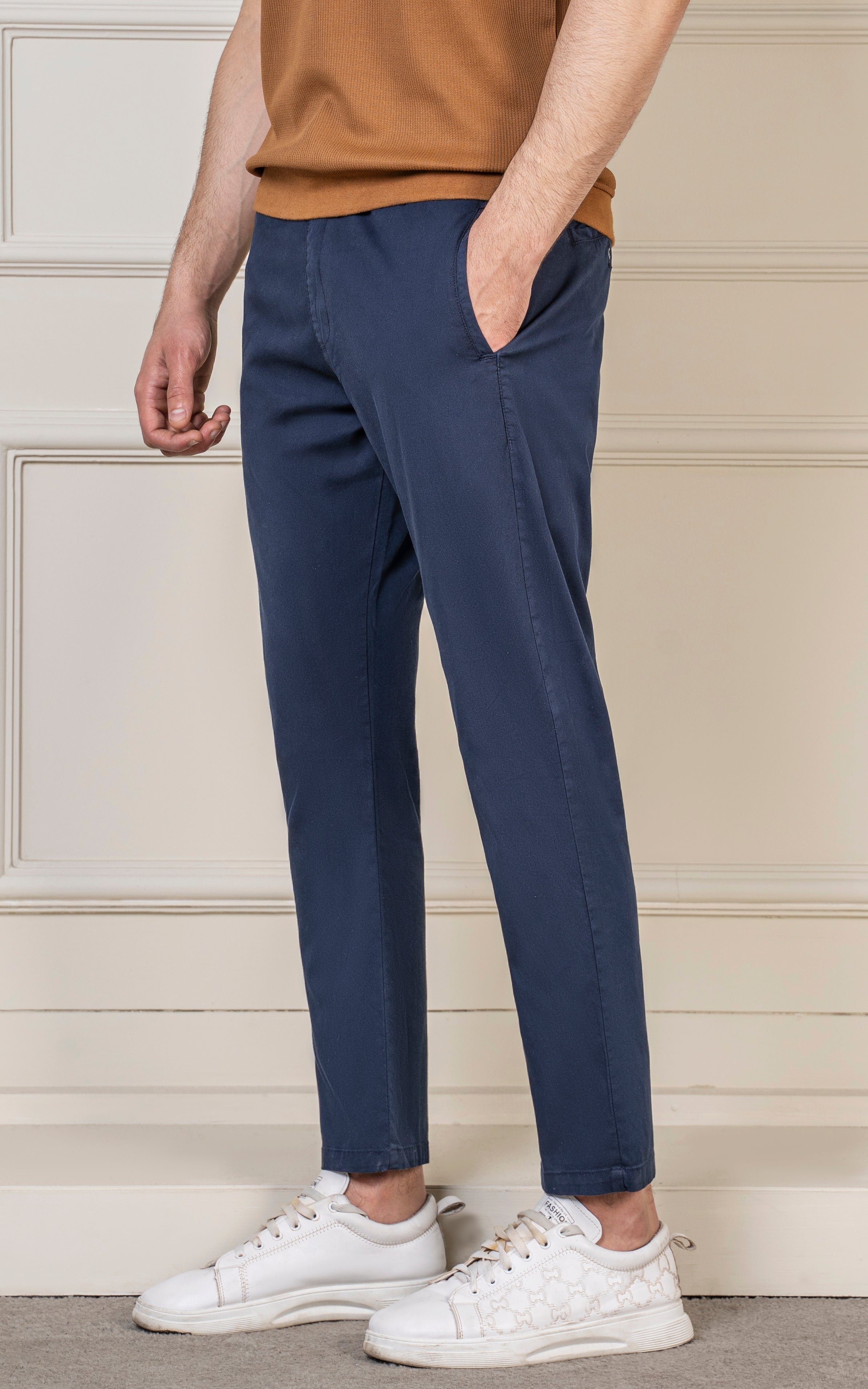 SLIM FIT TEXTURED JOGGER TROUSER NAVY