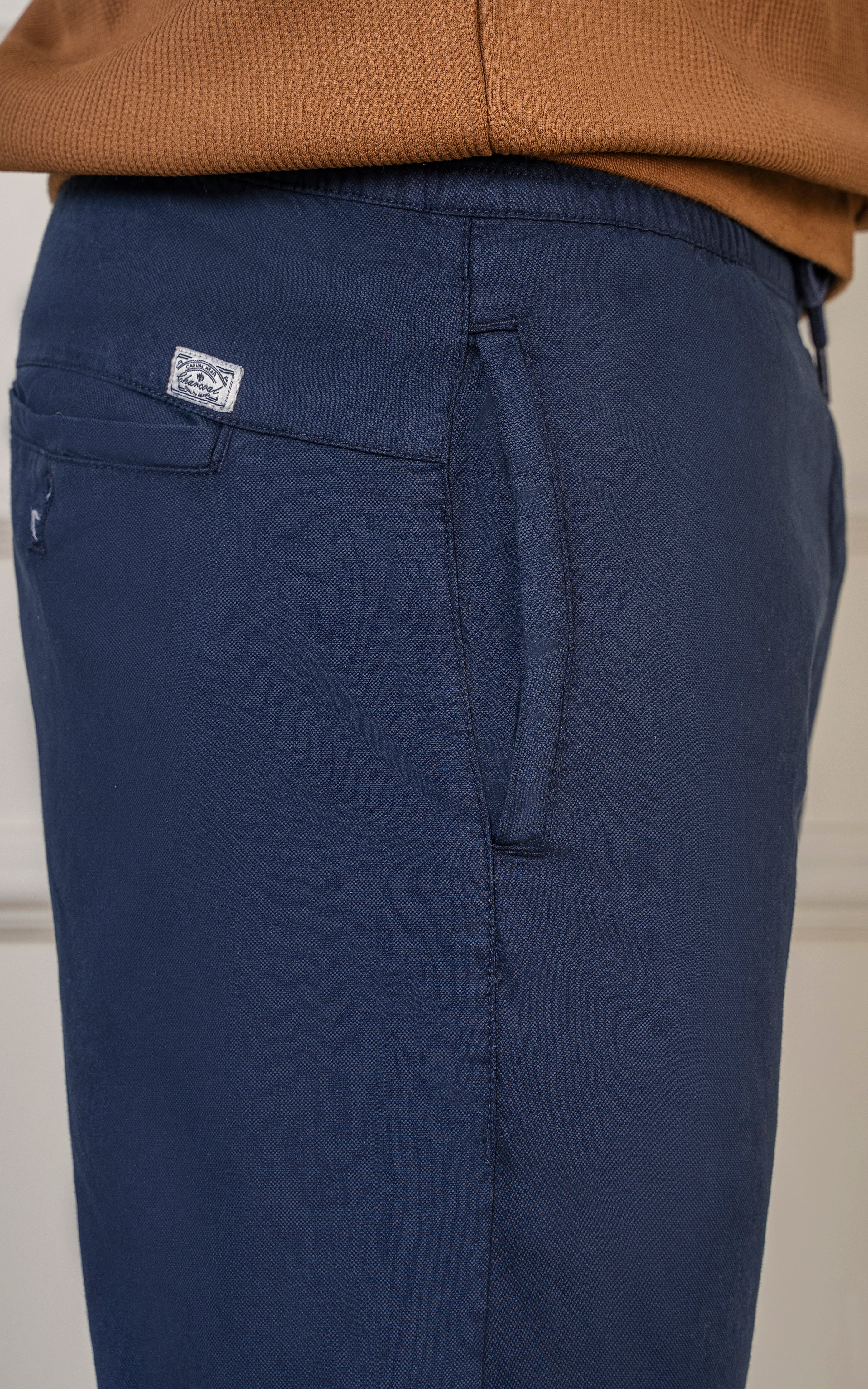 SLIM FIT TEXTURED JOGGER TROUSER NAVY