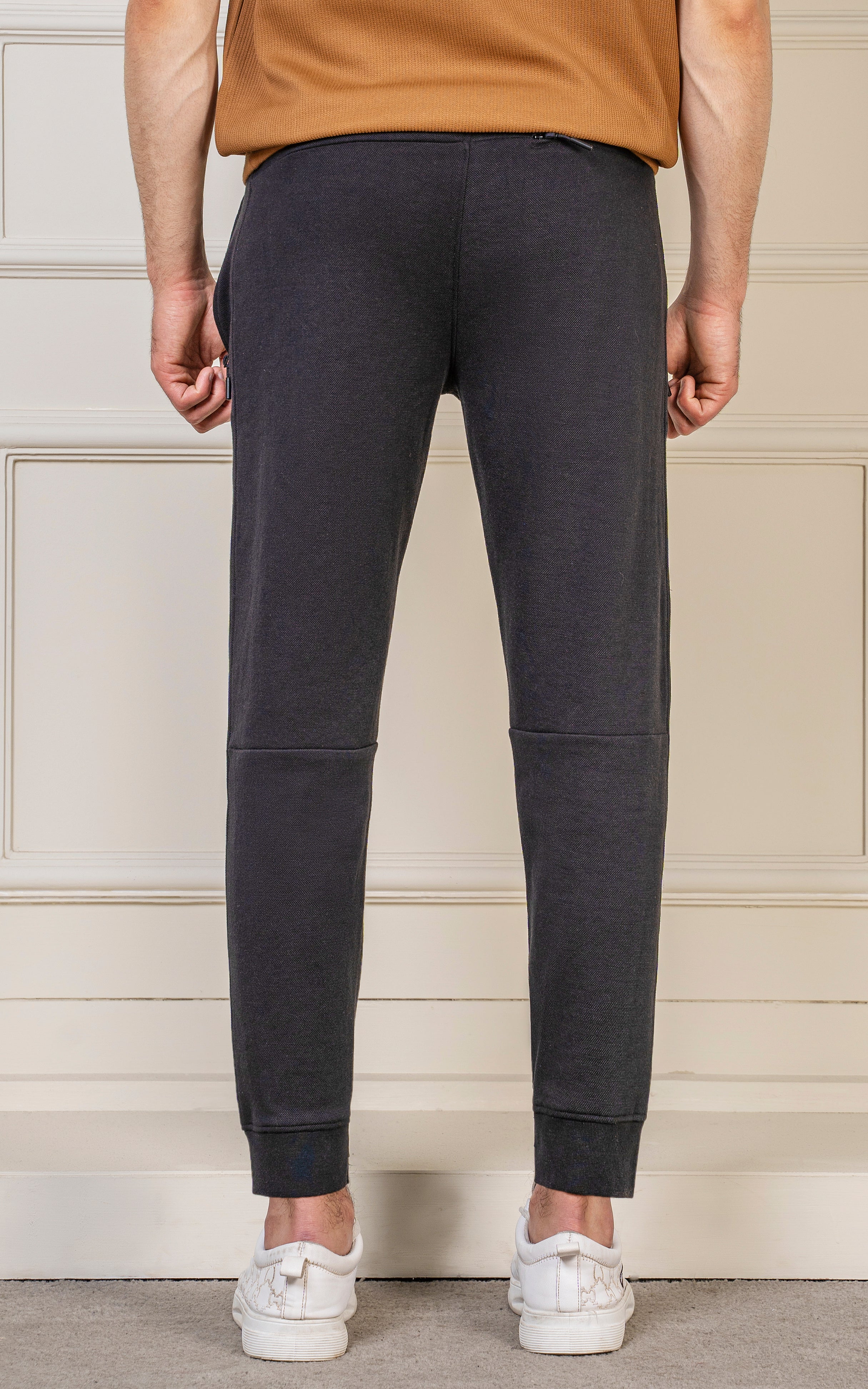 SLIM FIT PIQUE INTERLOCK JOGGER TROUSER BLACK