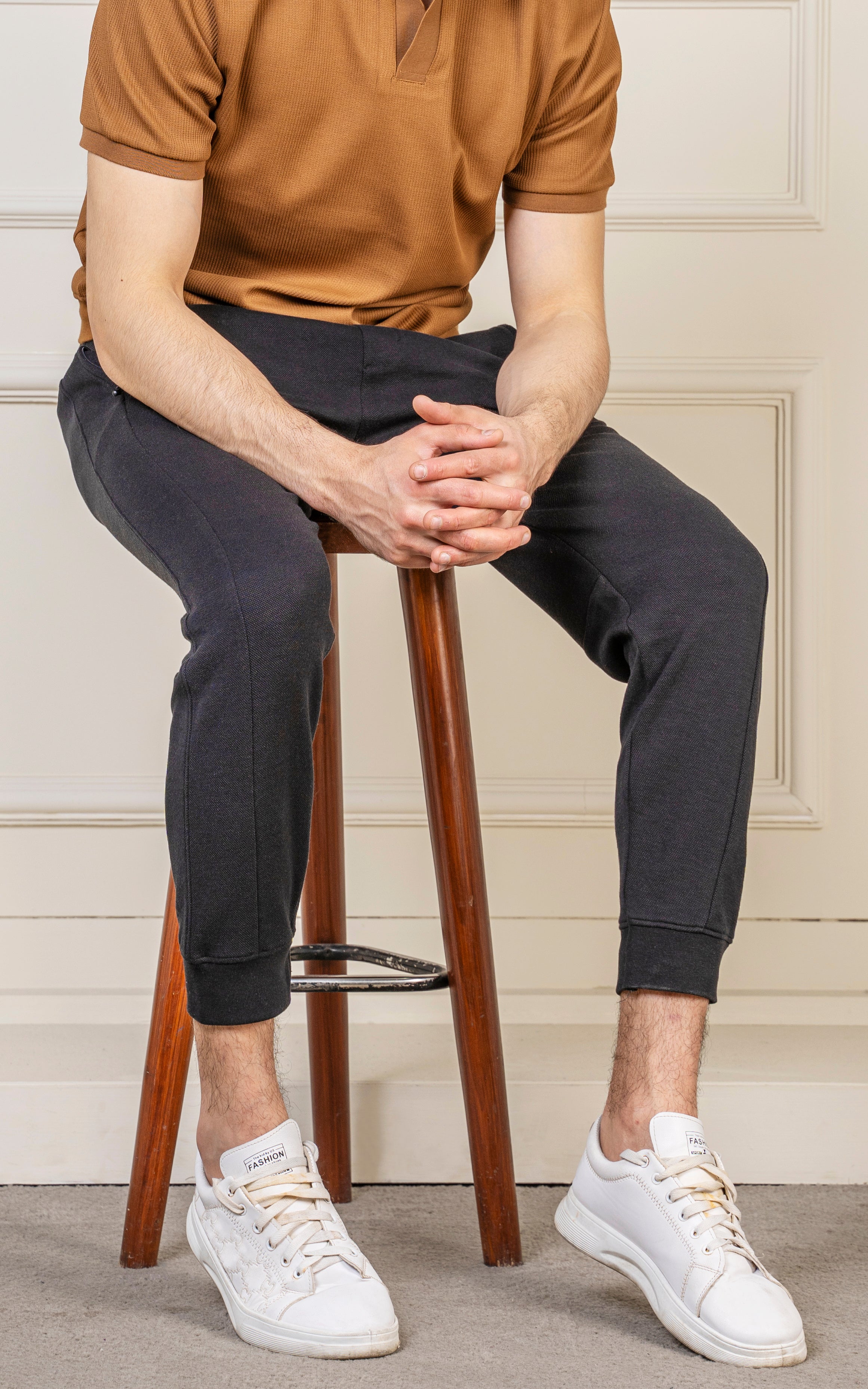 SLIM FIT PIQUE INTERLOCK JOGGER TROUSER BLACK