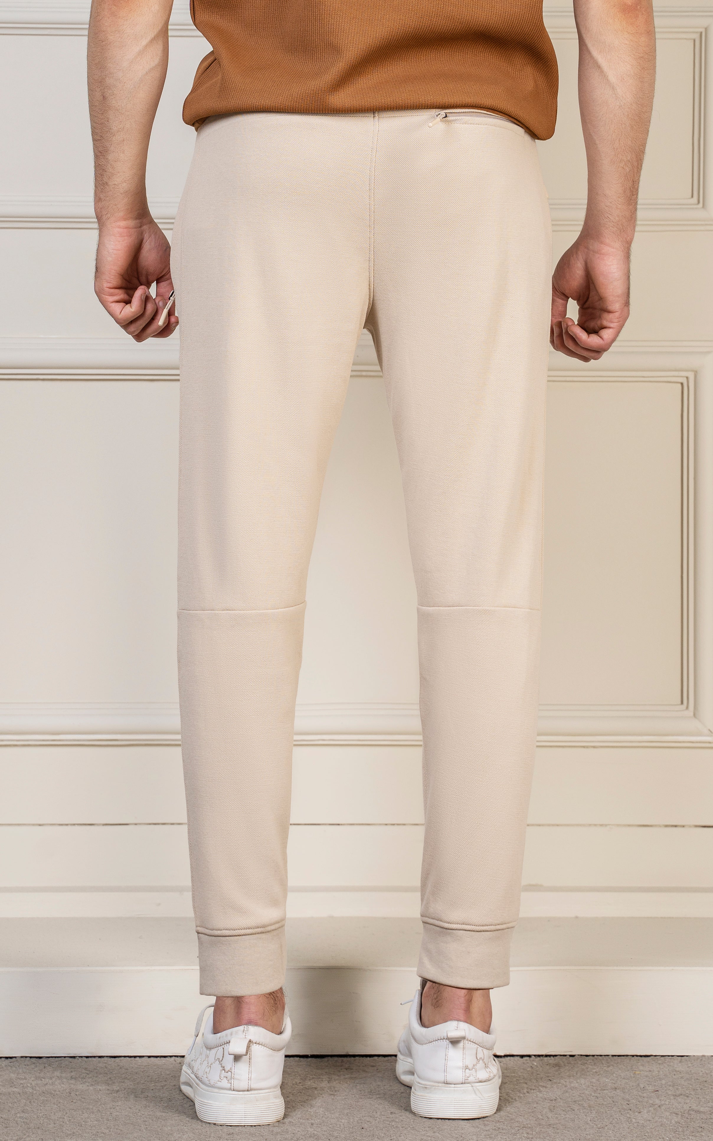 SLIM FIT PIQUE INTERLOCK JOGGER TROUSER BEIGE