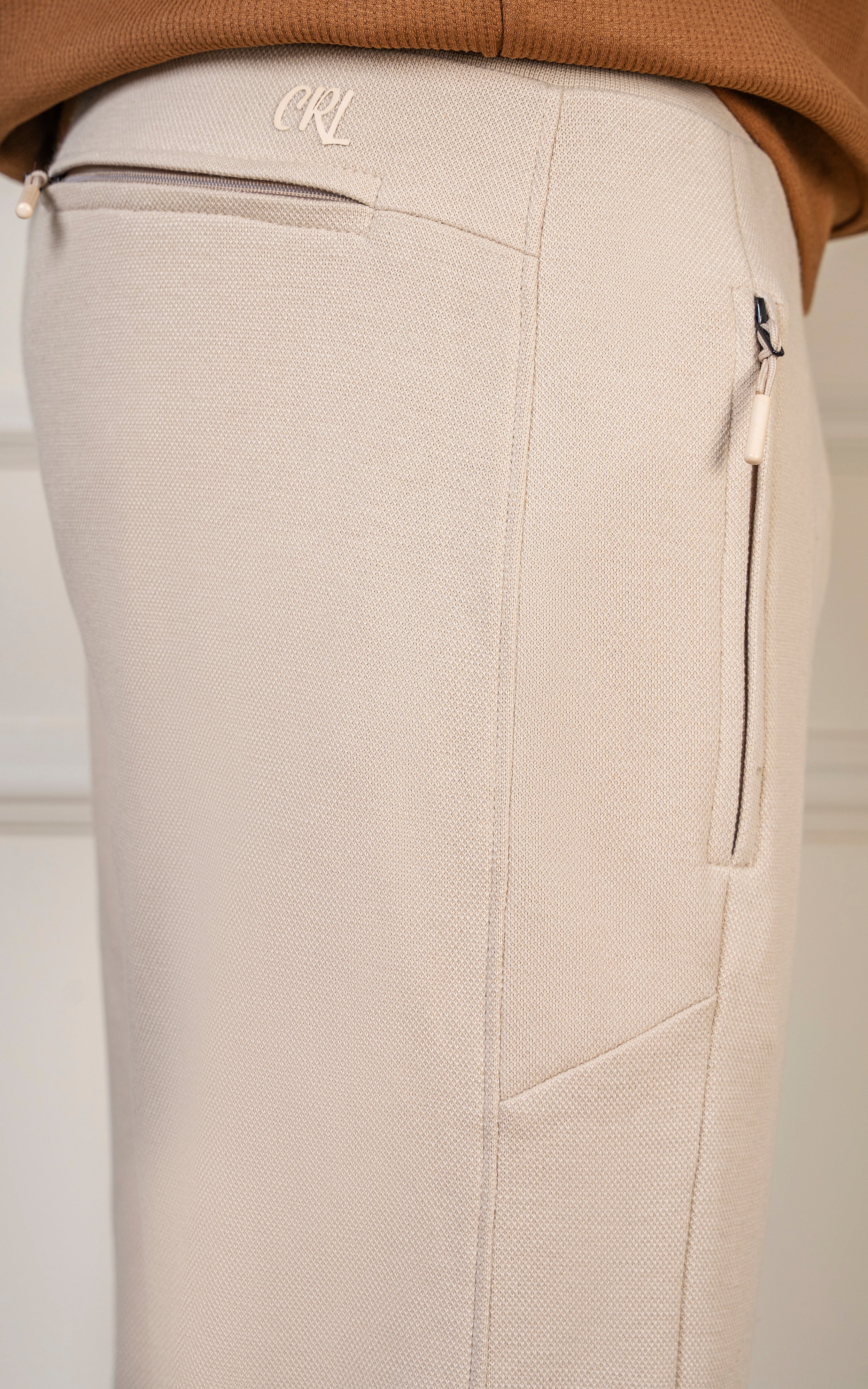 SLIM FIT PIQUE INTERLOCK JOGGER TROUSER BEIGE