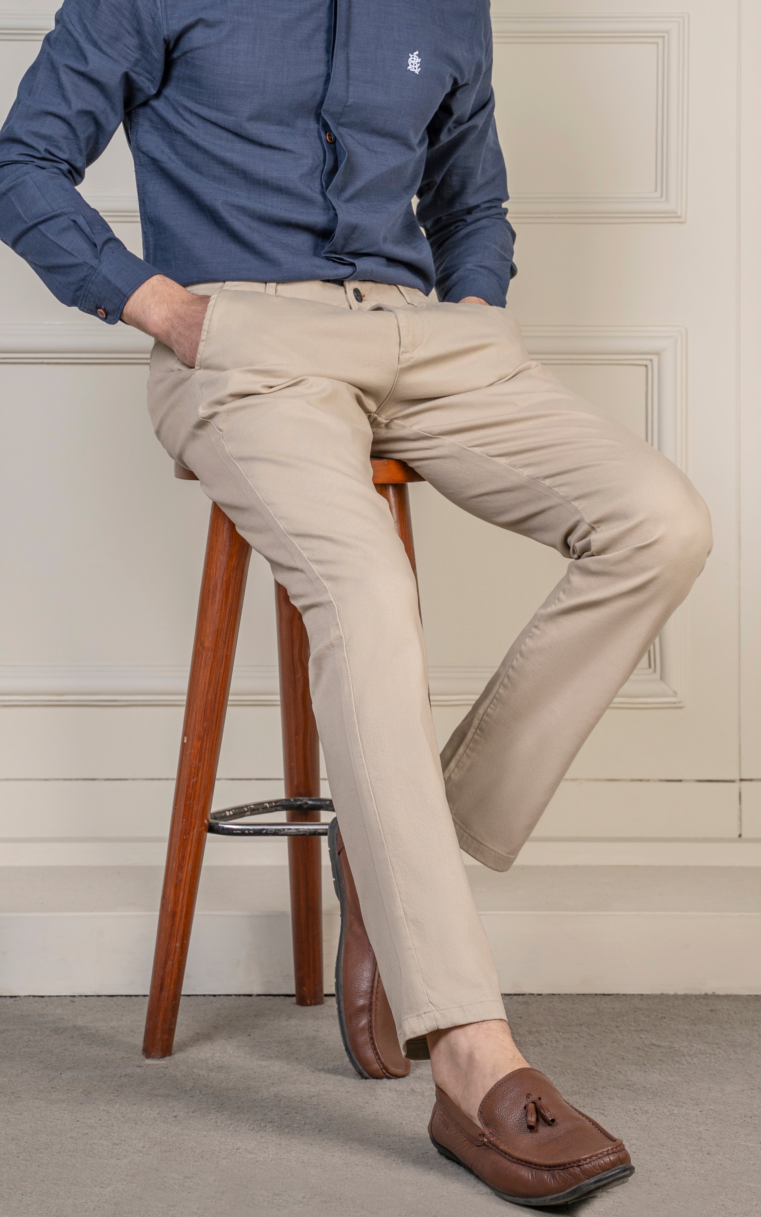 SMART FIT DOBBY PANT BEIGE