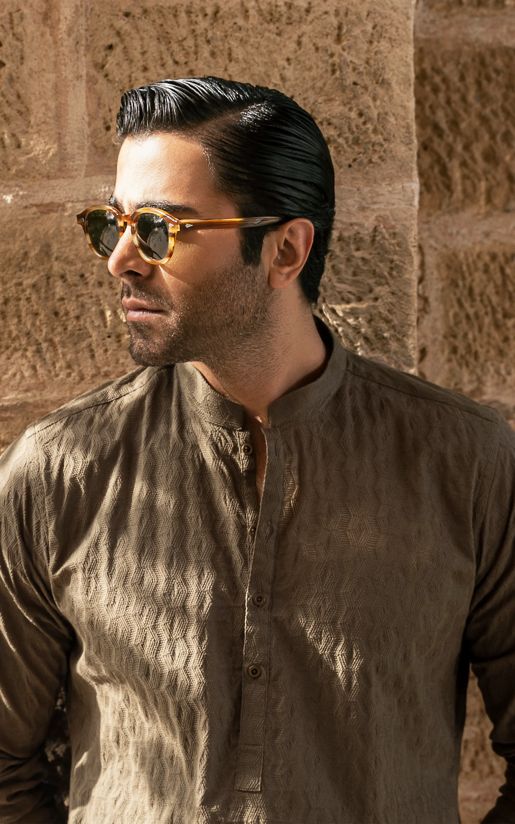 SCHIFFILI EMBROIDERED KURTA- SIGNATURE COLLECTION OLIVE