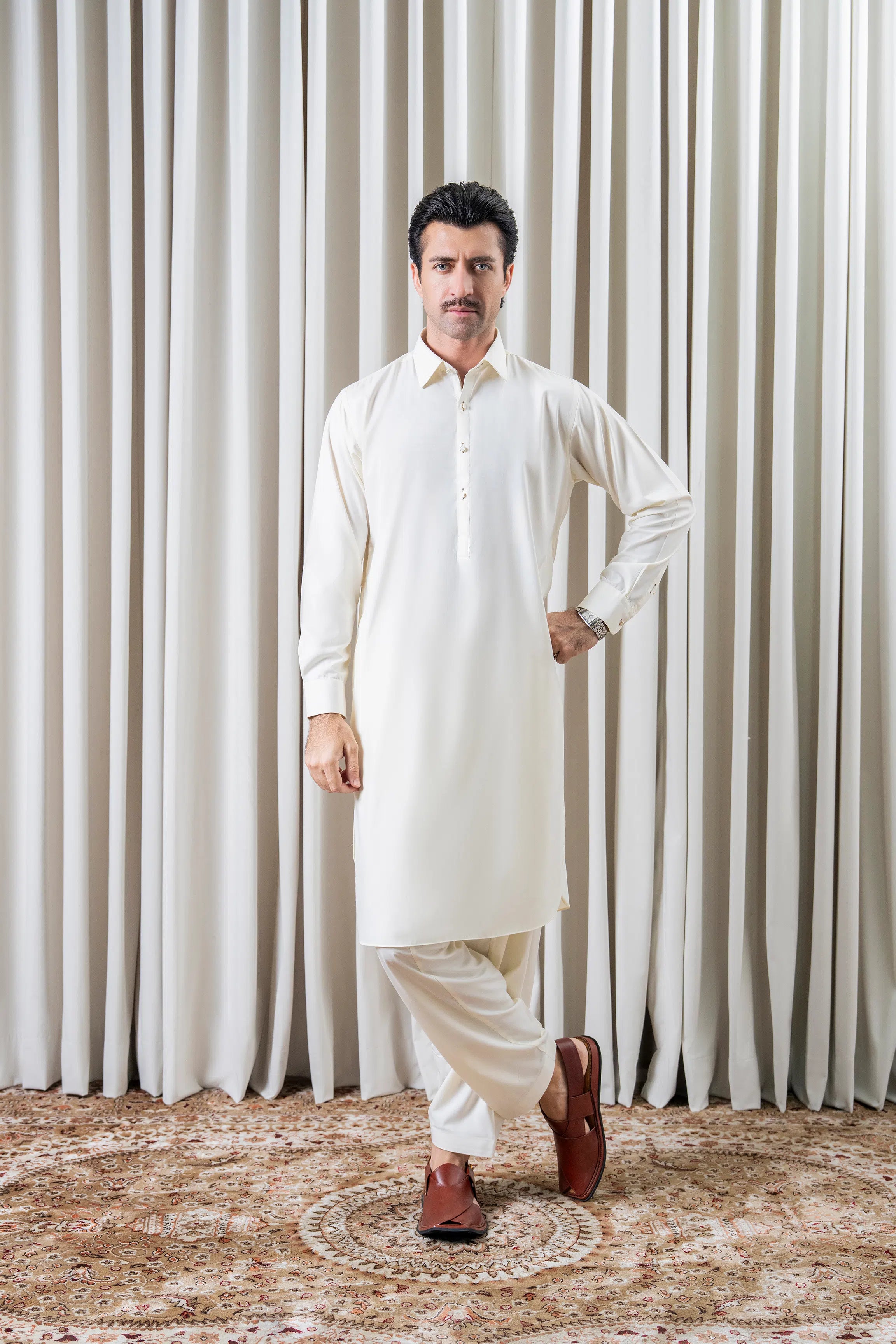 BLENDED KAMEEZ SHALWAR - SIGNATURE COLLECTION OFF WHITE
