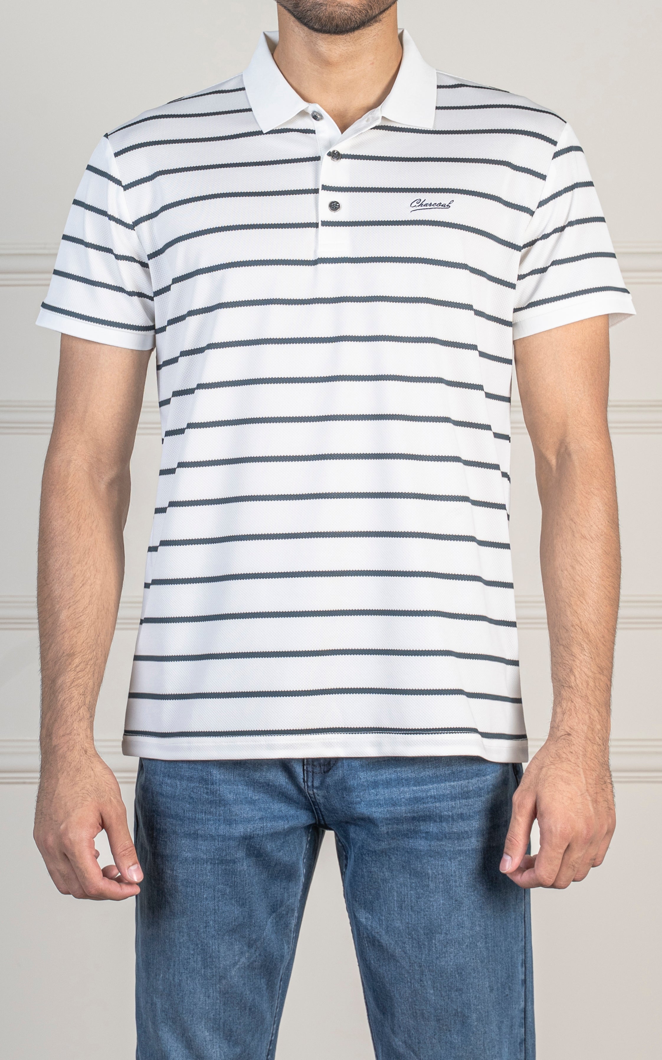 EXECUTIVE STRIPPED POLO SHIRT WHITE