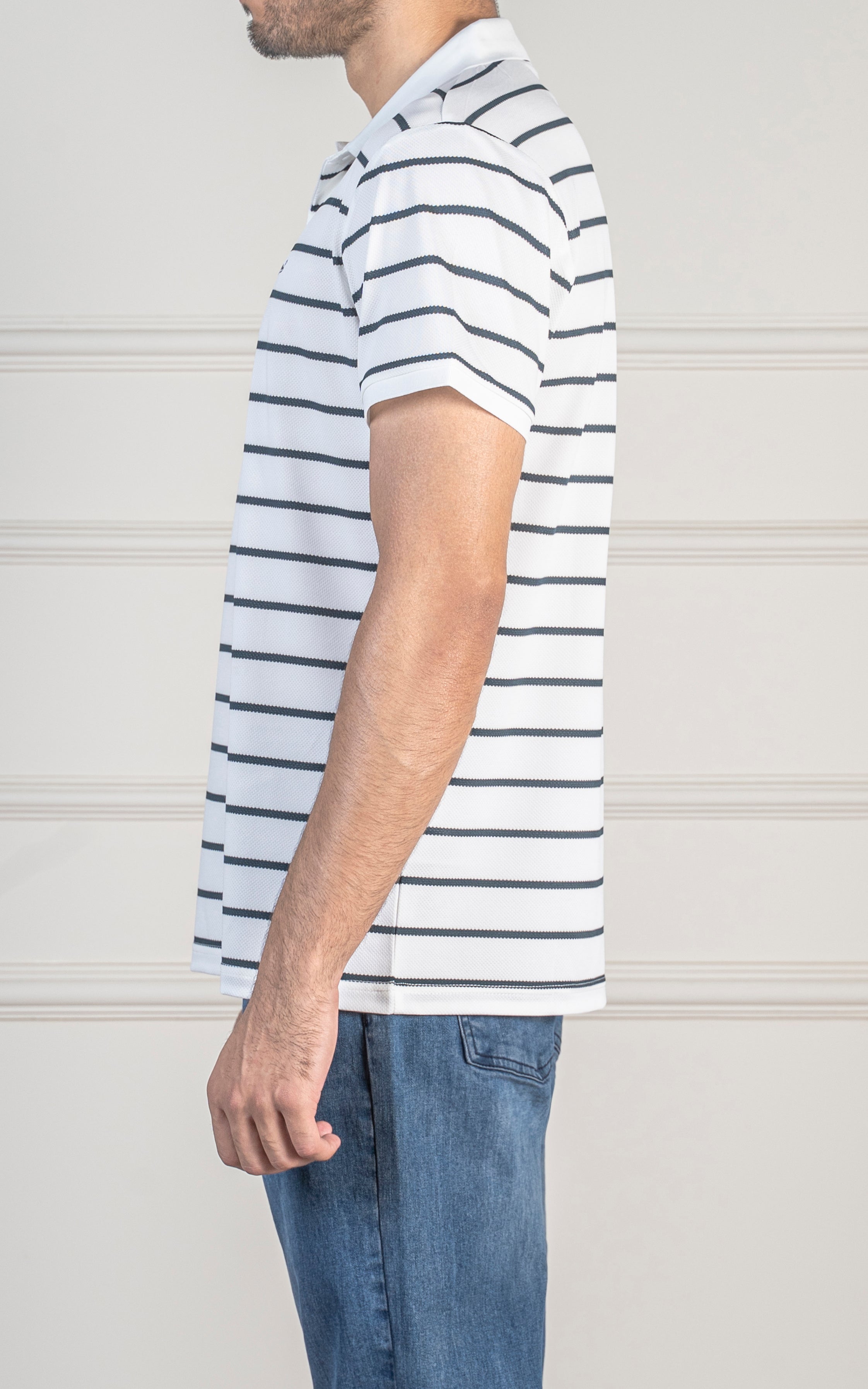 EXECUTIVE STRIPPED POLO SHIRT WHITE