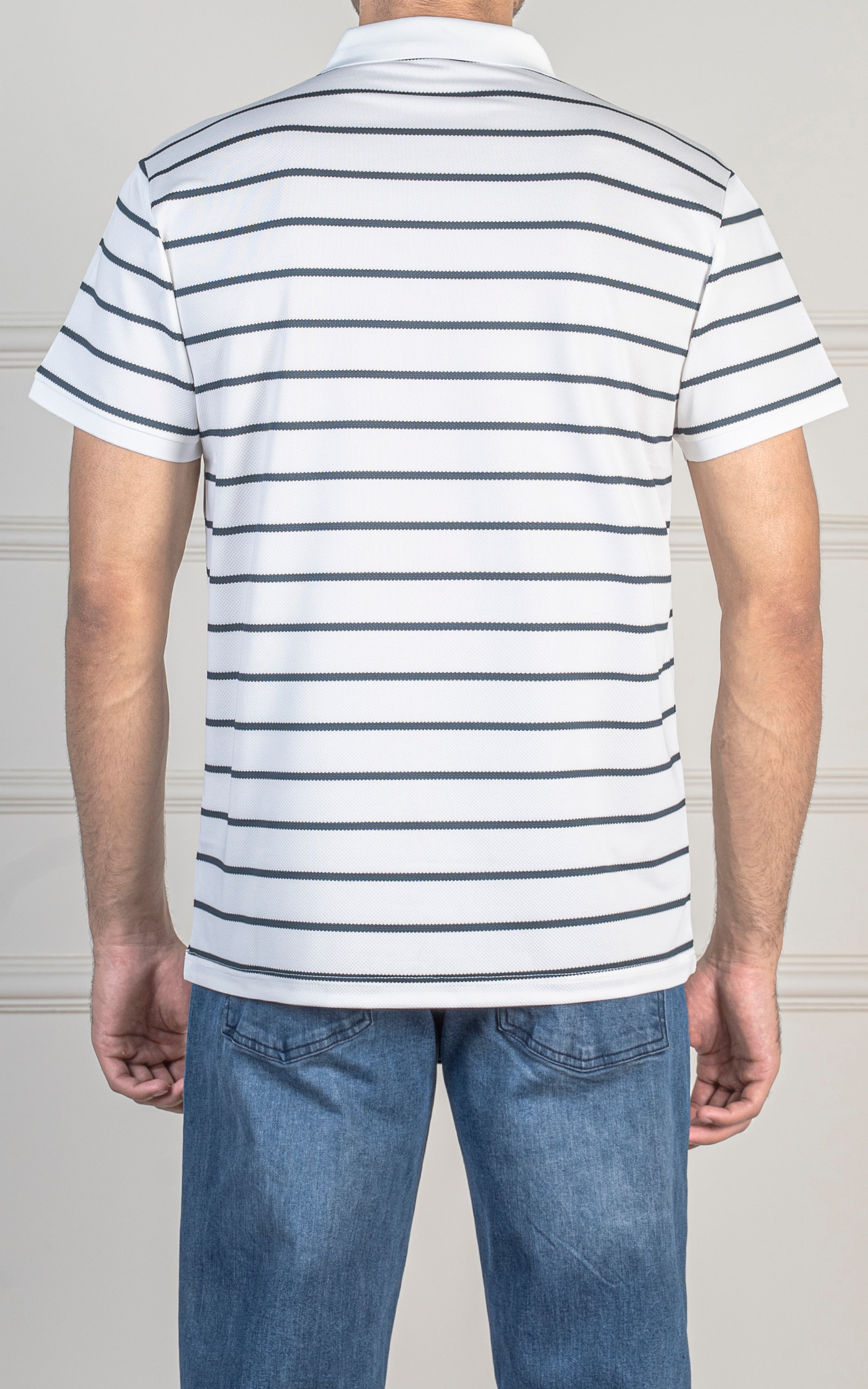 EXECUTIVE STRIPPED POLO SHIRT WHITE