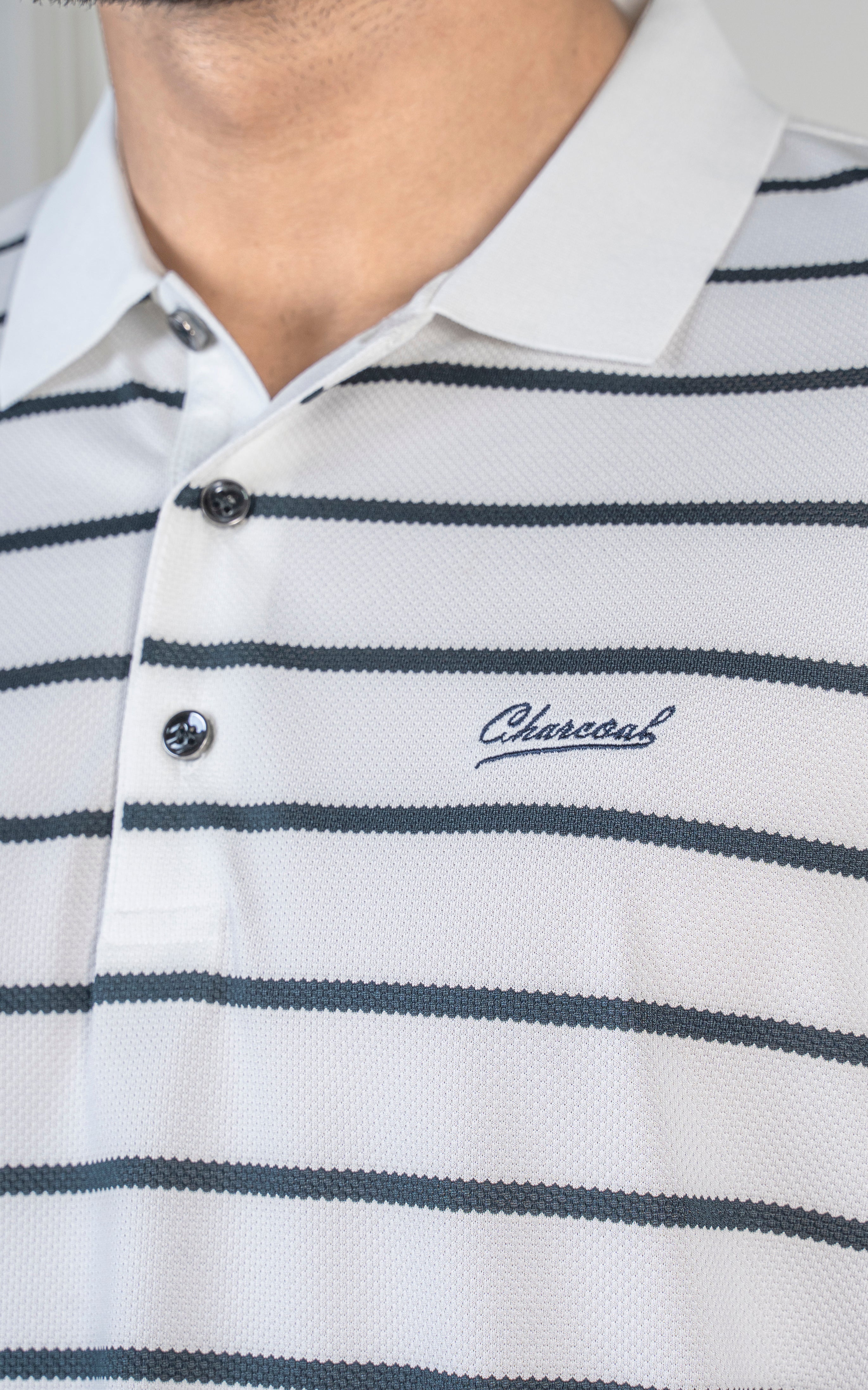 EXECUTIVE STRIPPED POLO SHIRT WHITE