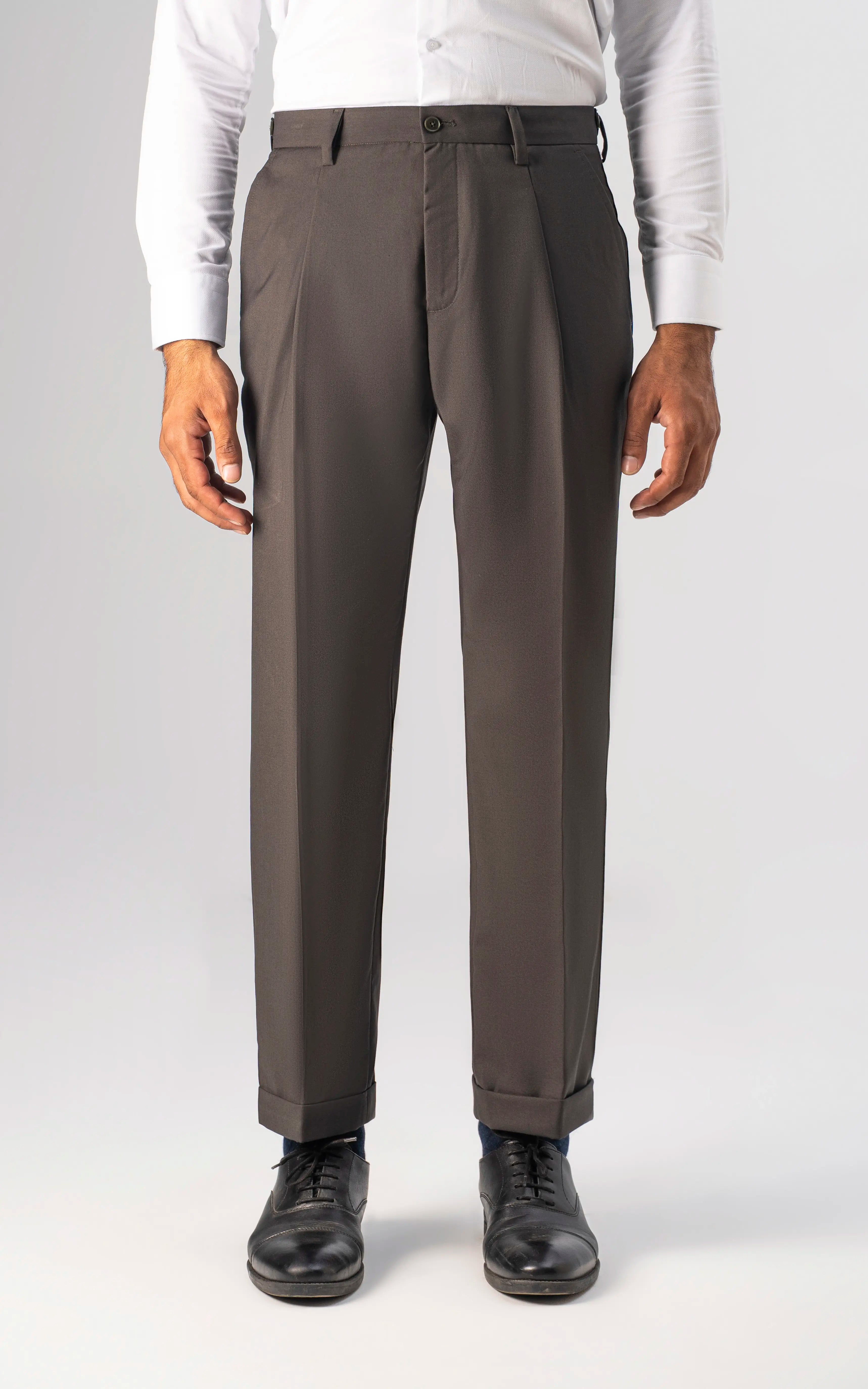 Adjustable Pleated Pant Dark Brown