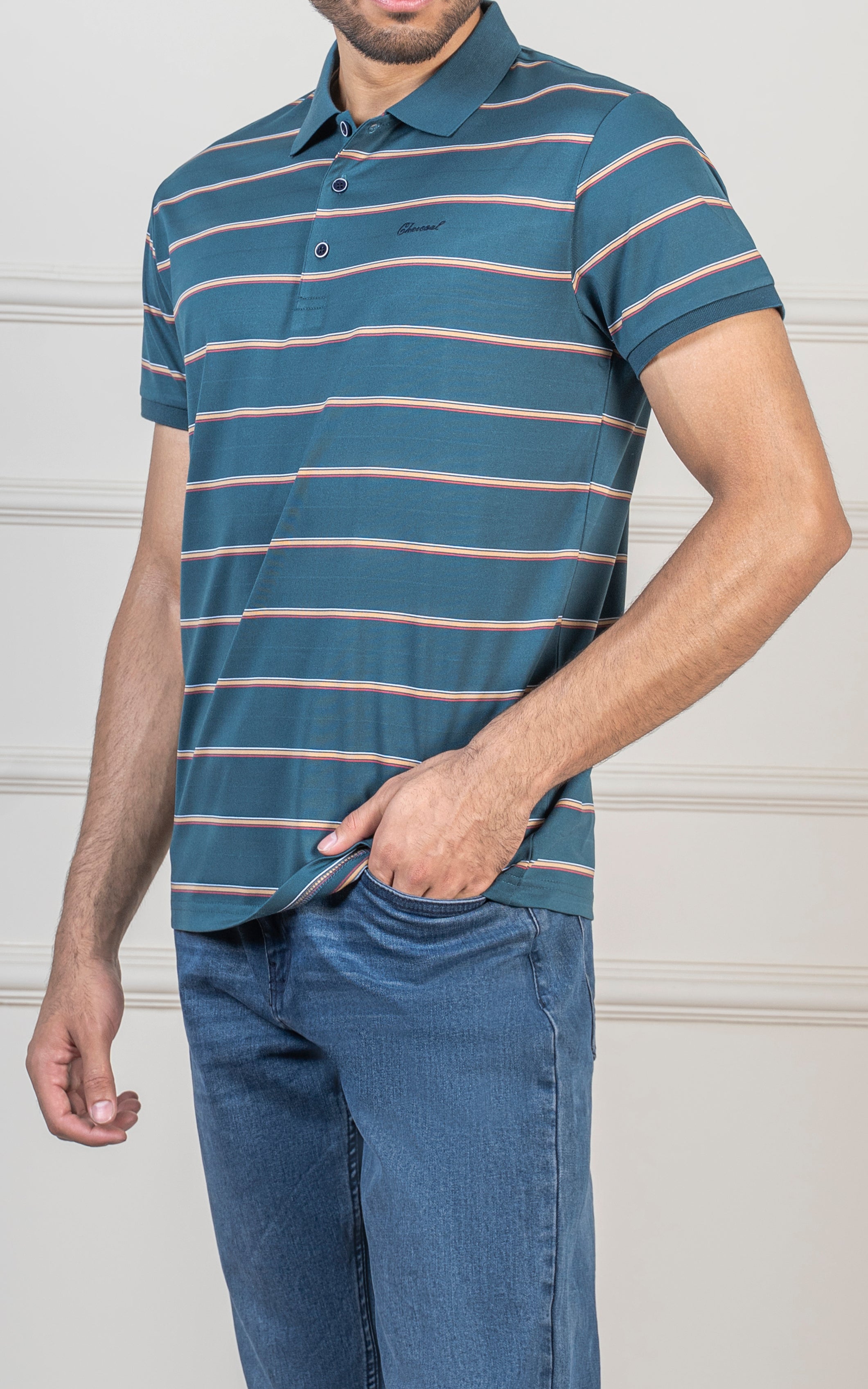 EXECUTIVE STRIPPED POLO SHIRT MAROON