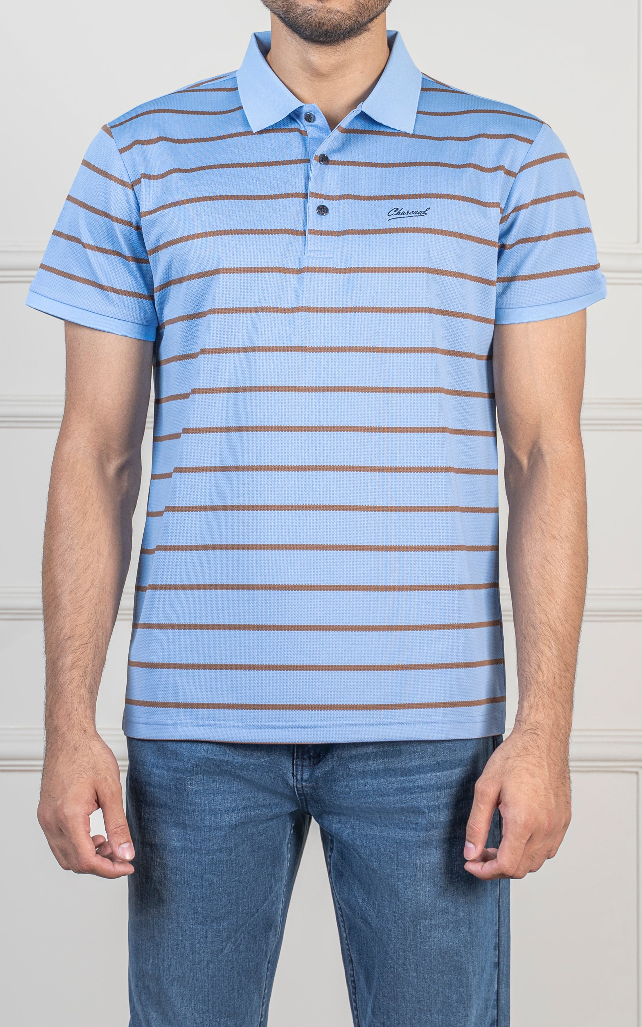 EXECUTIVE STRIPPED  POLO SHIRT BLUE
