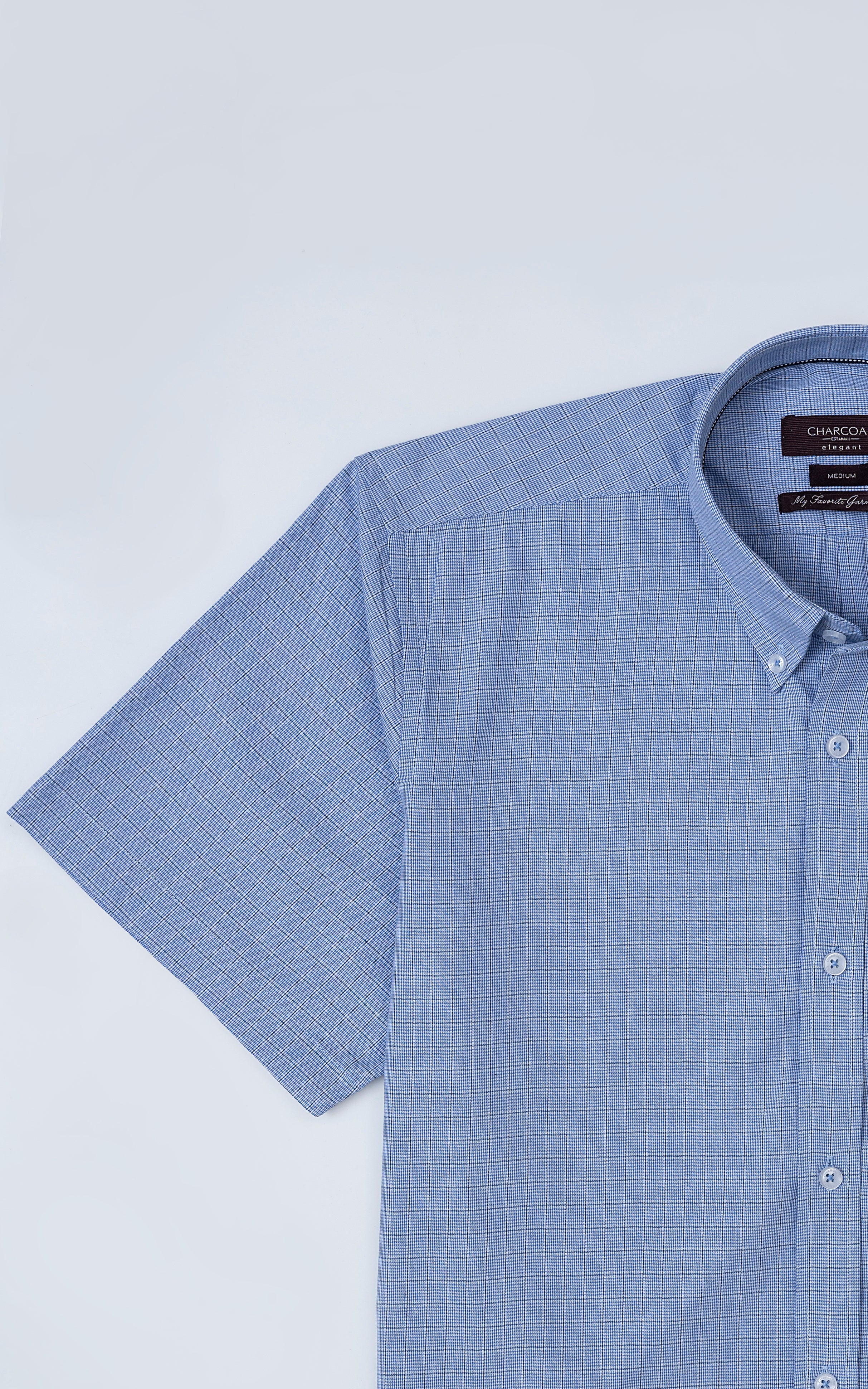 SEMI FORMAL SHIRT HALF SLEEVE SKY BLUE CHECK