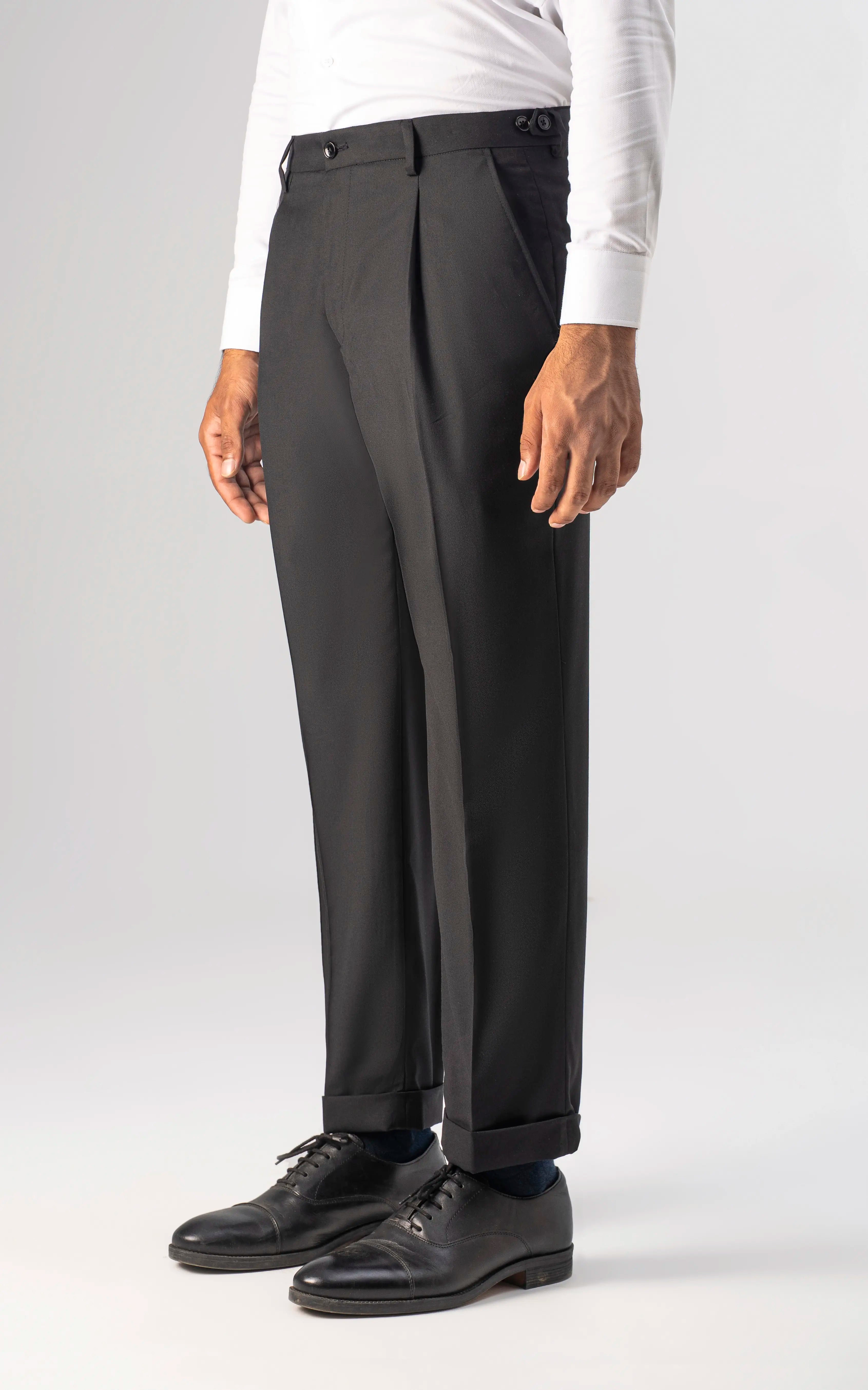 Adjustable Pleated Pant Black