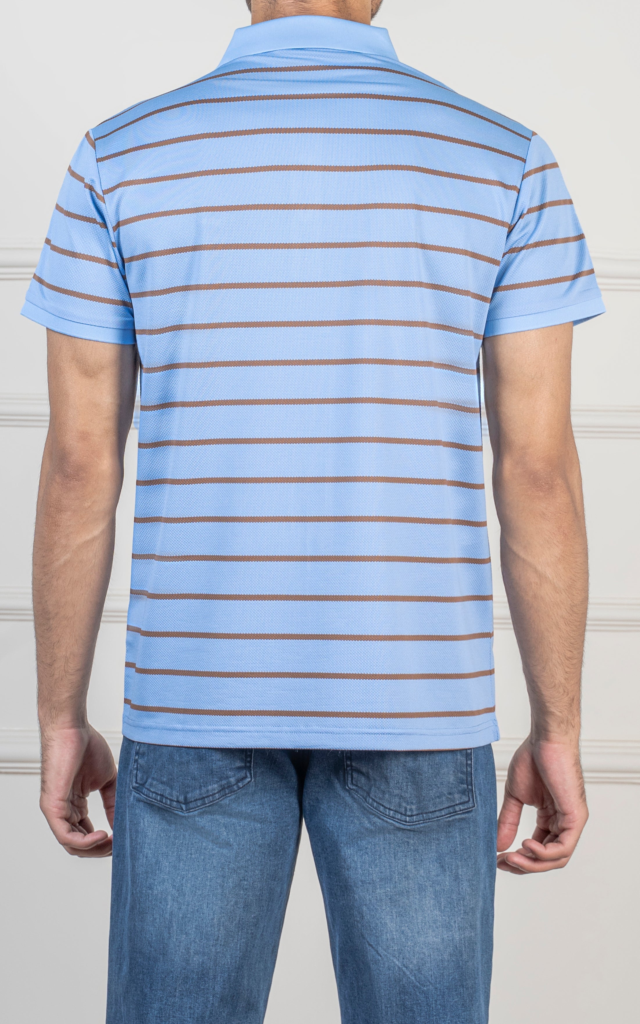 EXECUTIVE STRIPPED  POLO SHIRT BLUE