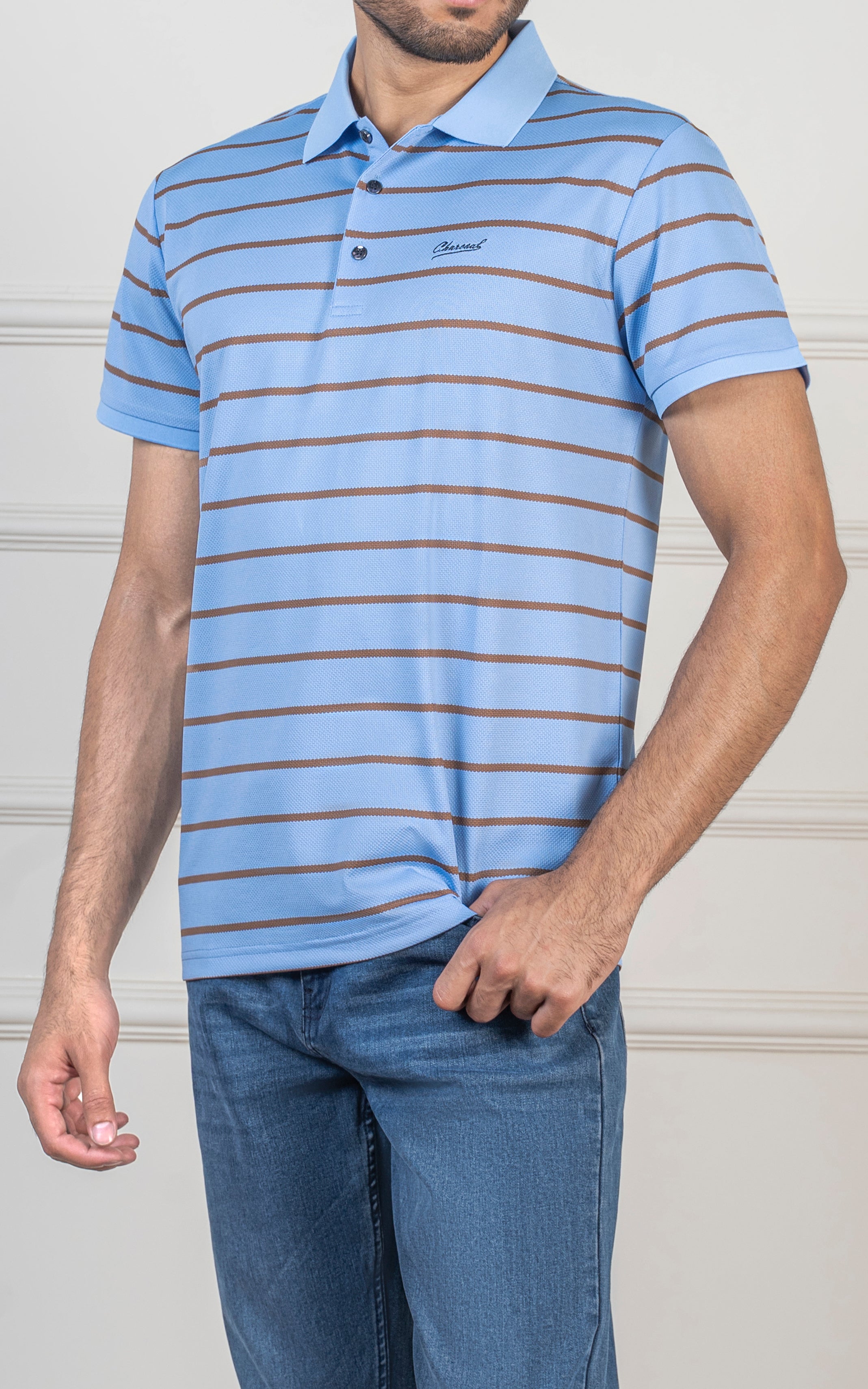 EXECUTIVE STRIPPED  POLO SHIRT BLUE