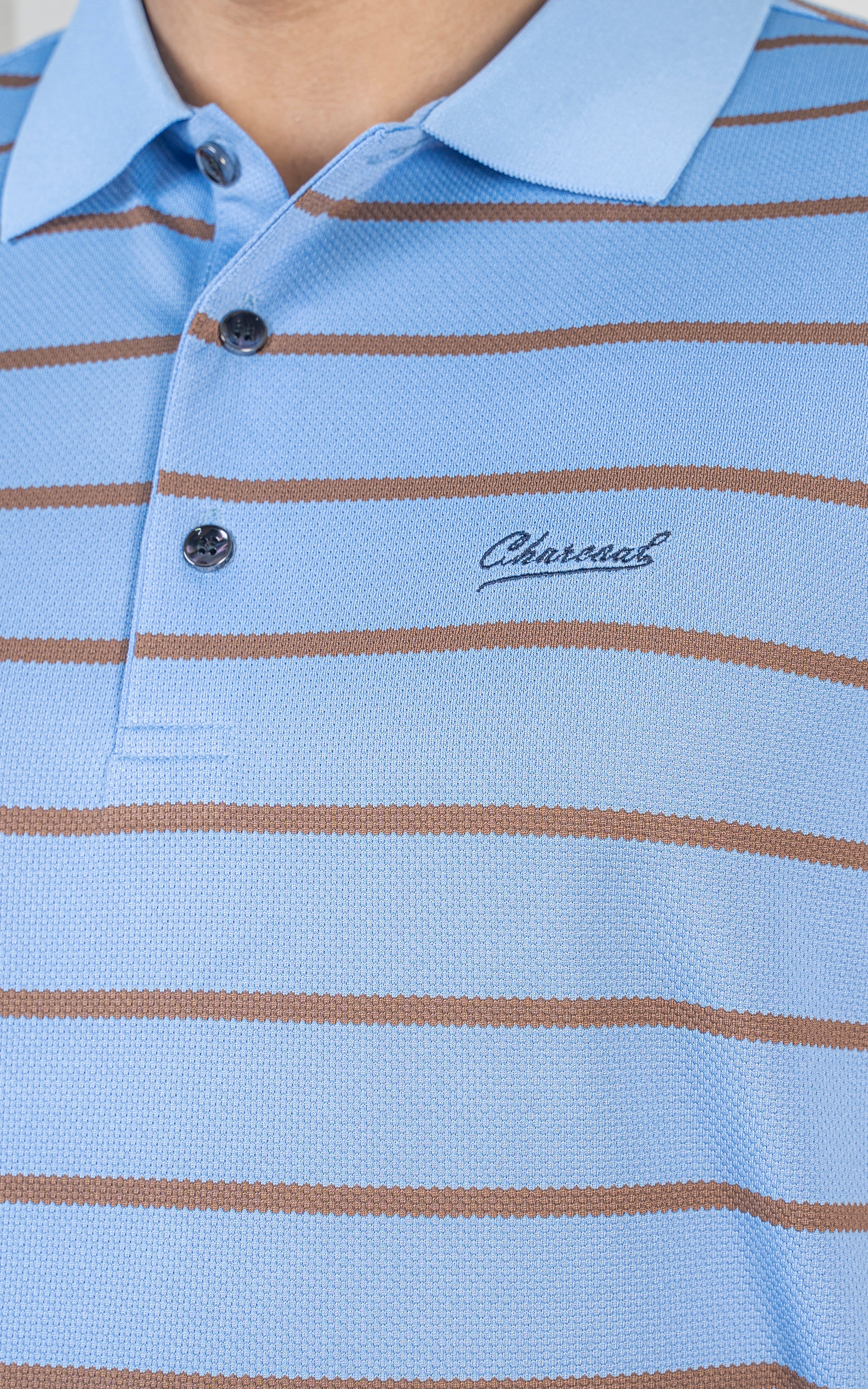 EXECUTIVE STRIPPED  POLO SHIRT BLUE