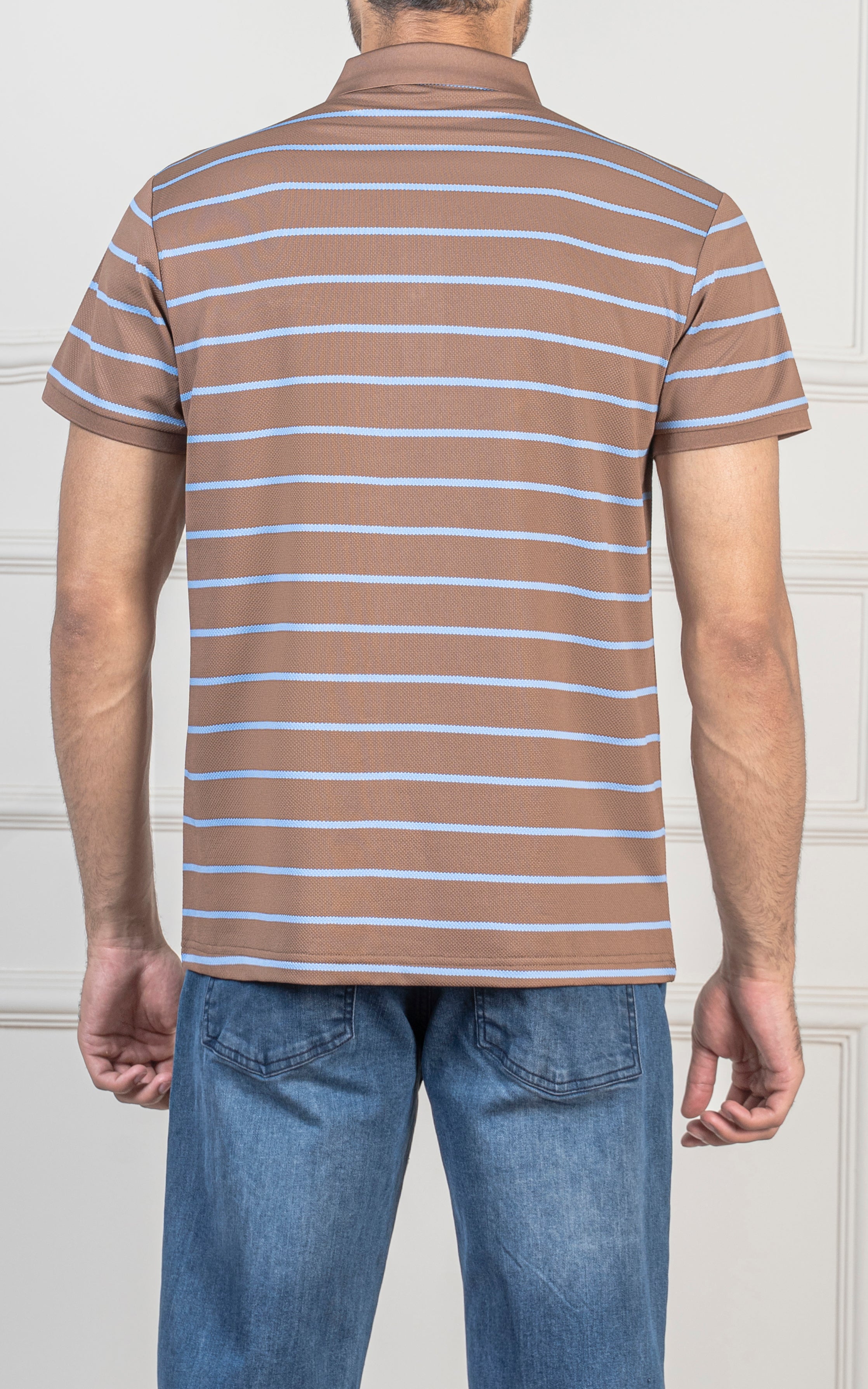 EXECUTIVE STRIPPED POLO SHIRT BROWN