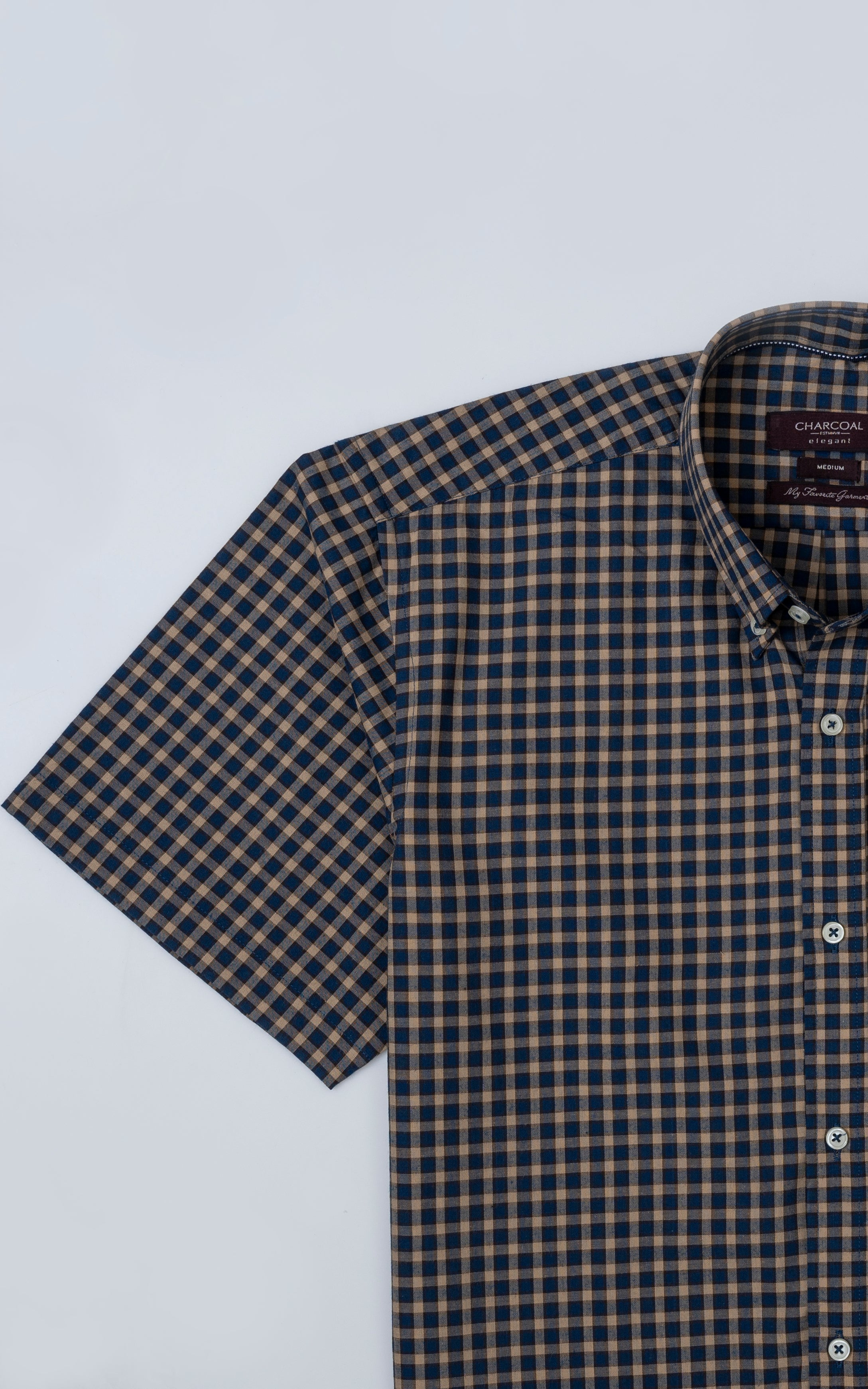 SEMI FORMAL SHIRT HALF SLEEVE NAVY CHECK