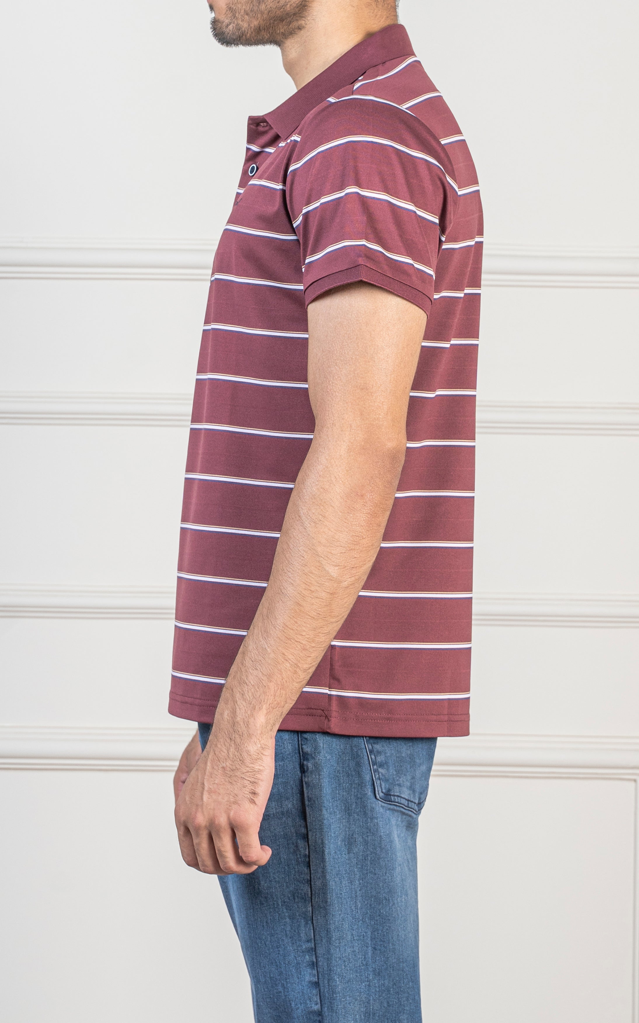 EXECUTIVE STRIPPED POLO SHIRT MAROON