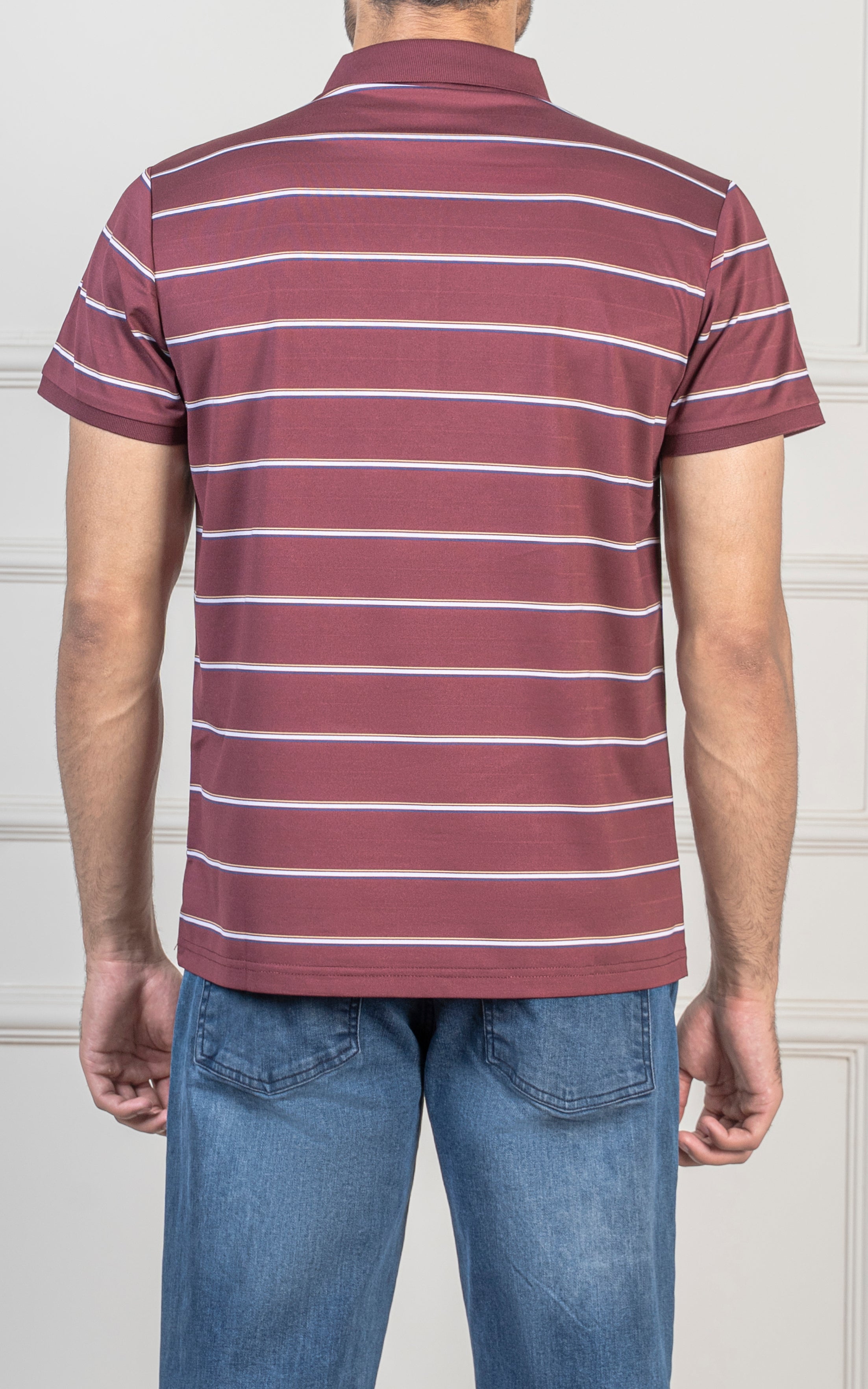 EXECUTIVE STRIPPED POLO SHIRT MAROON