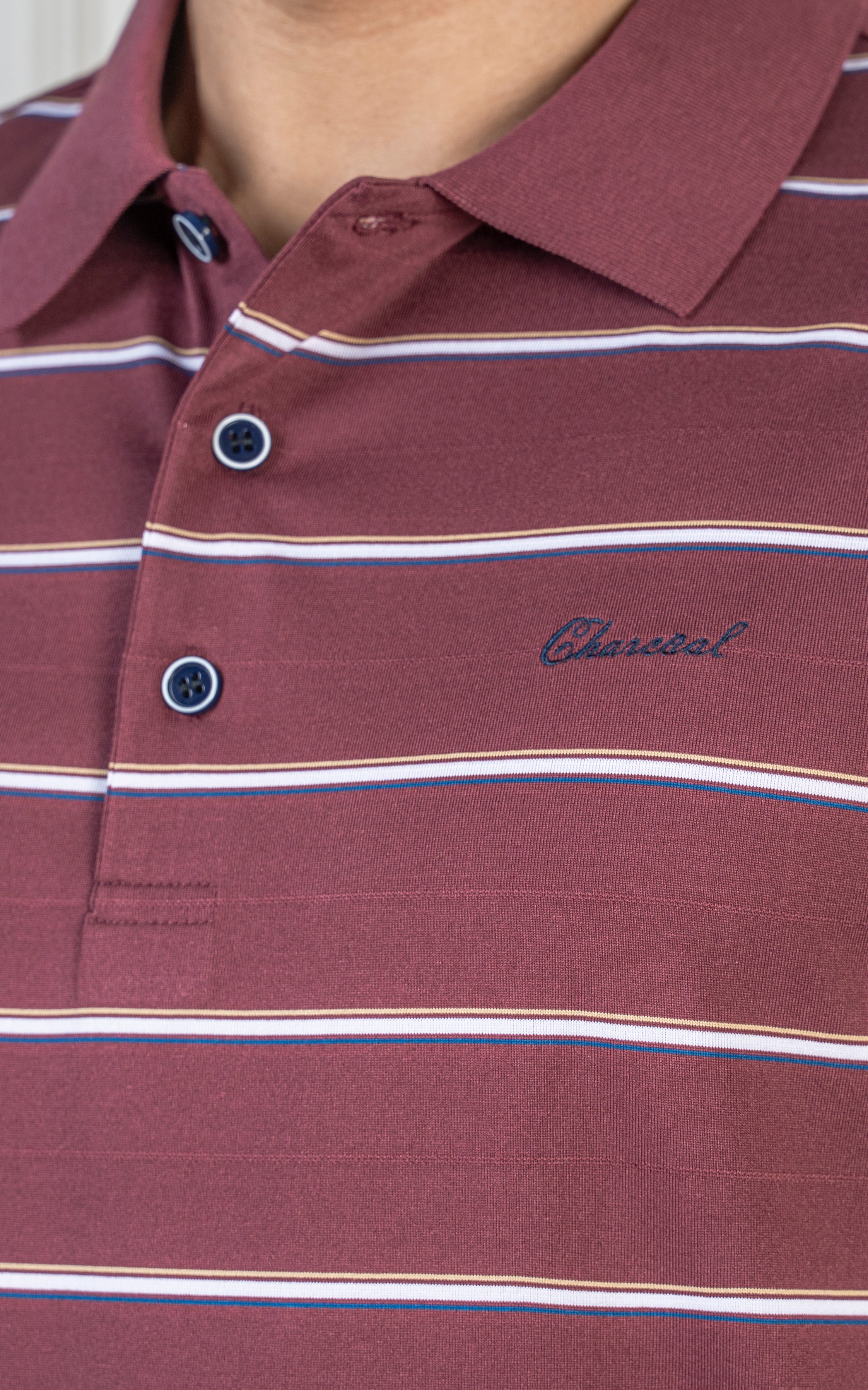 EXECUTIVE STRIPPED POLO SHIRT MAROON