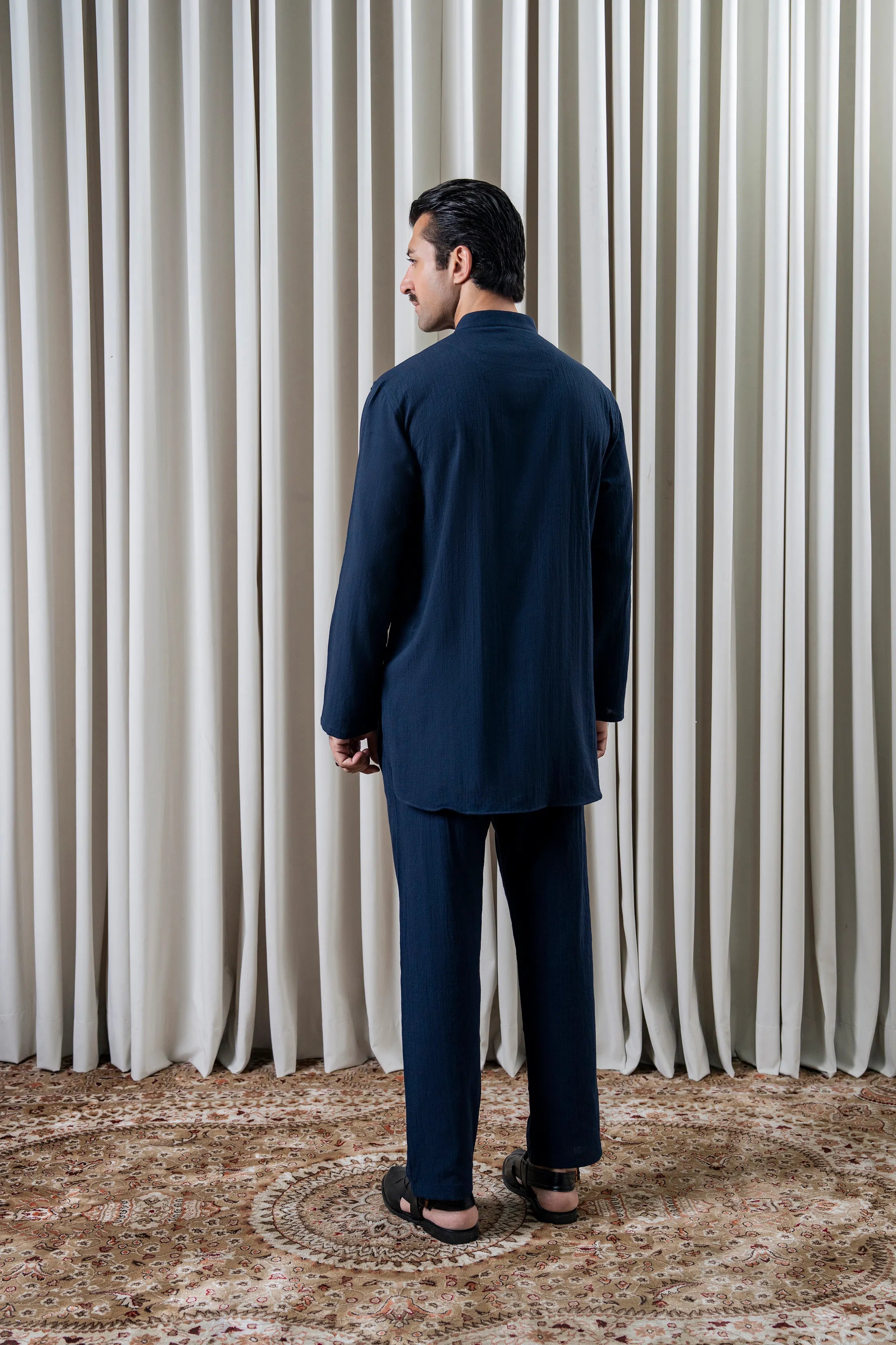 SELF TEXTURED KURTA PAJAMA - PREMIUM COLLECTION NAVY