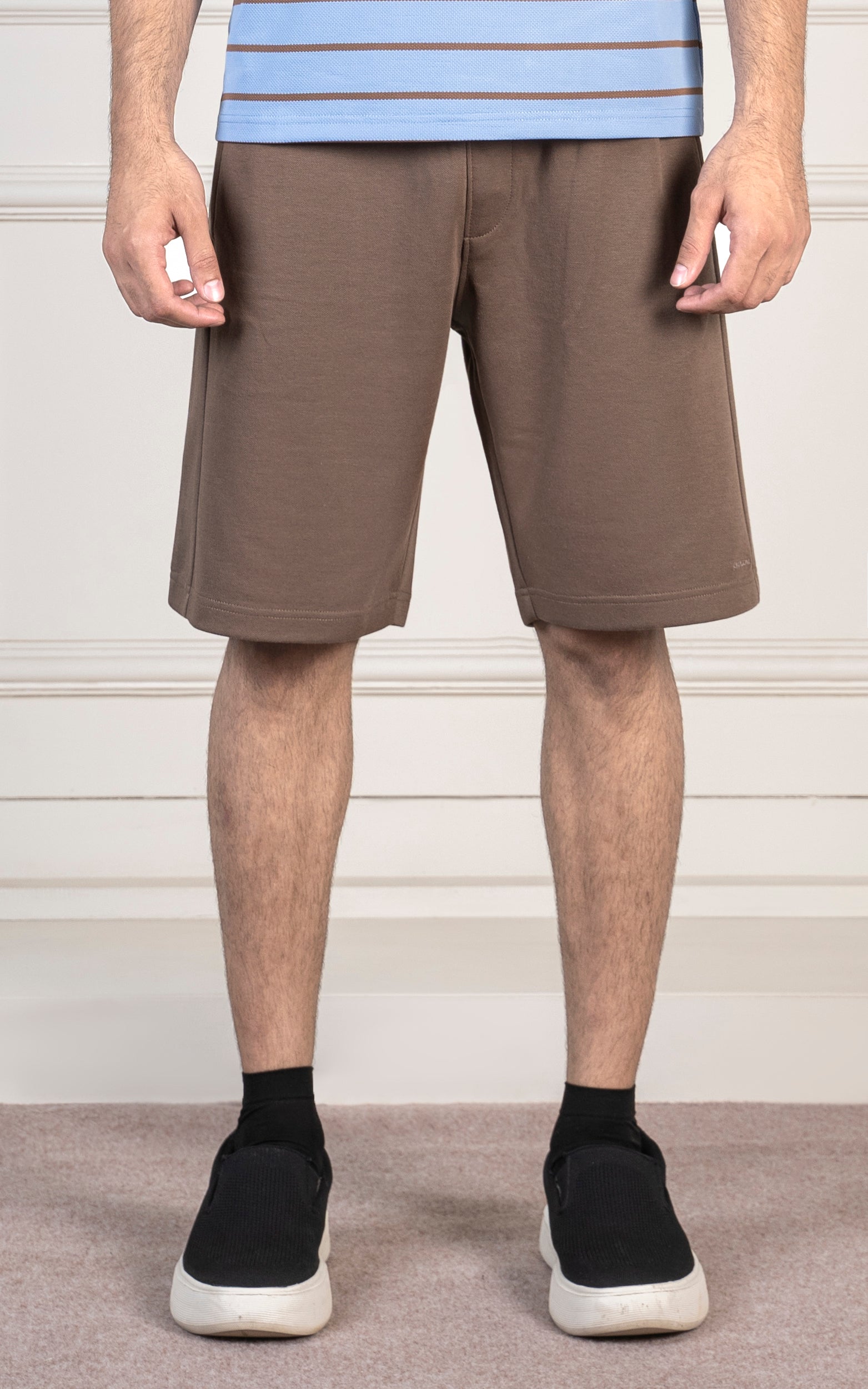 REGULAR FIT INTERLOCK SHORT DARK KHAKI