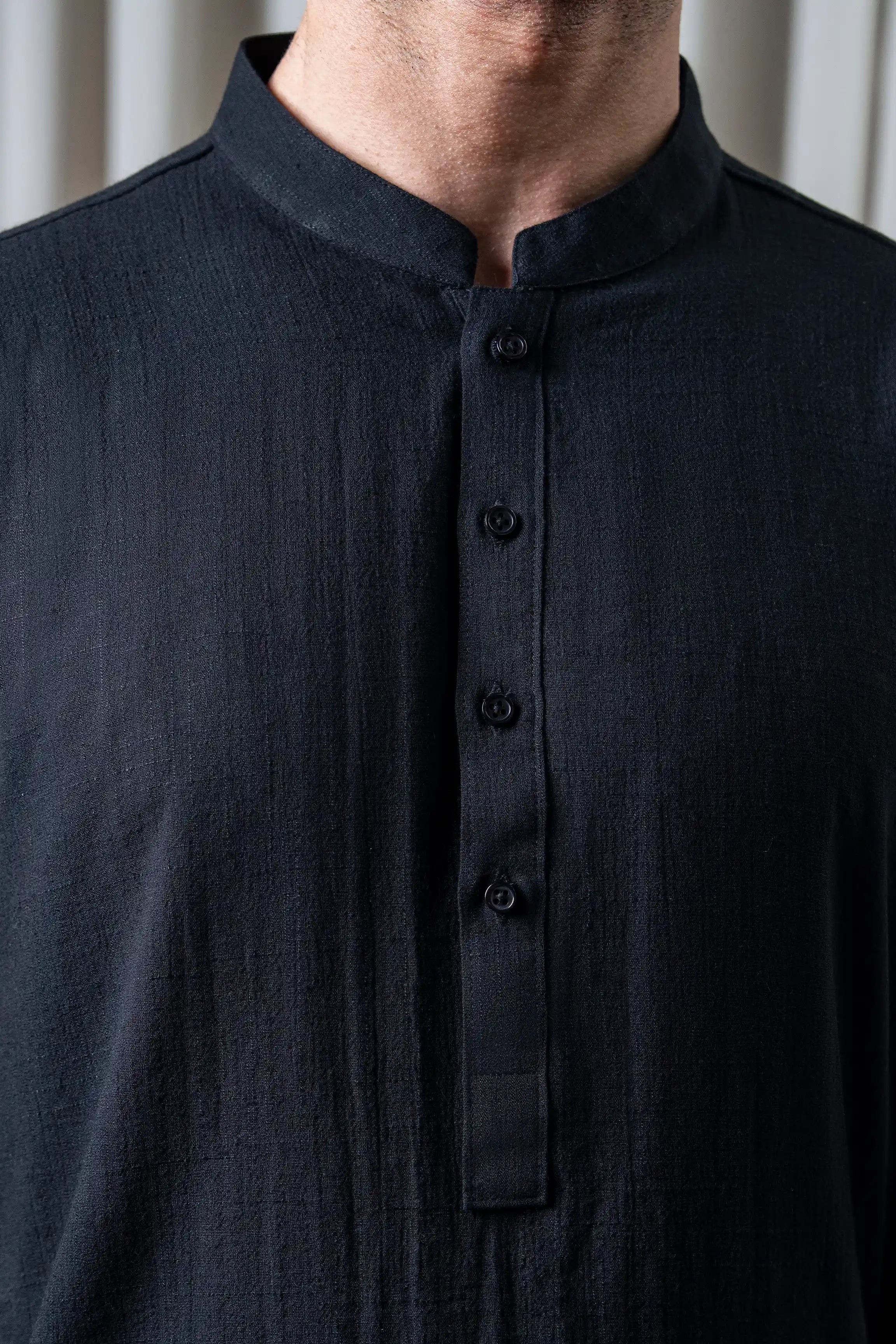 SELF TEXTURED KURTA PAJAMA - PREMIUM COLLECTION BLACK