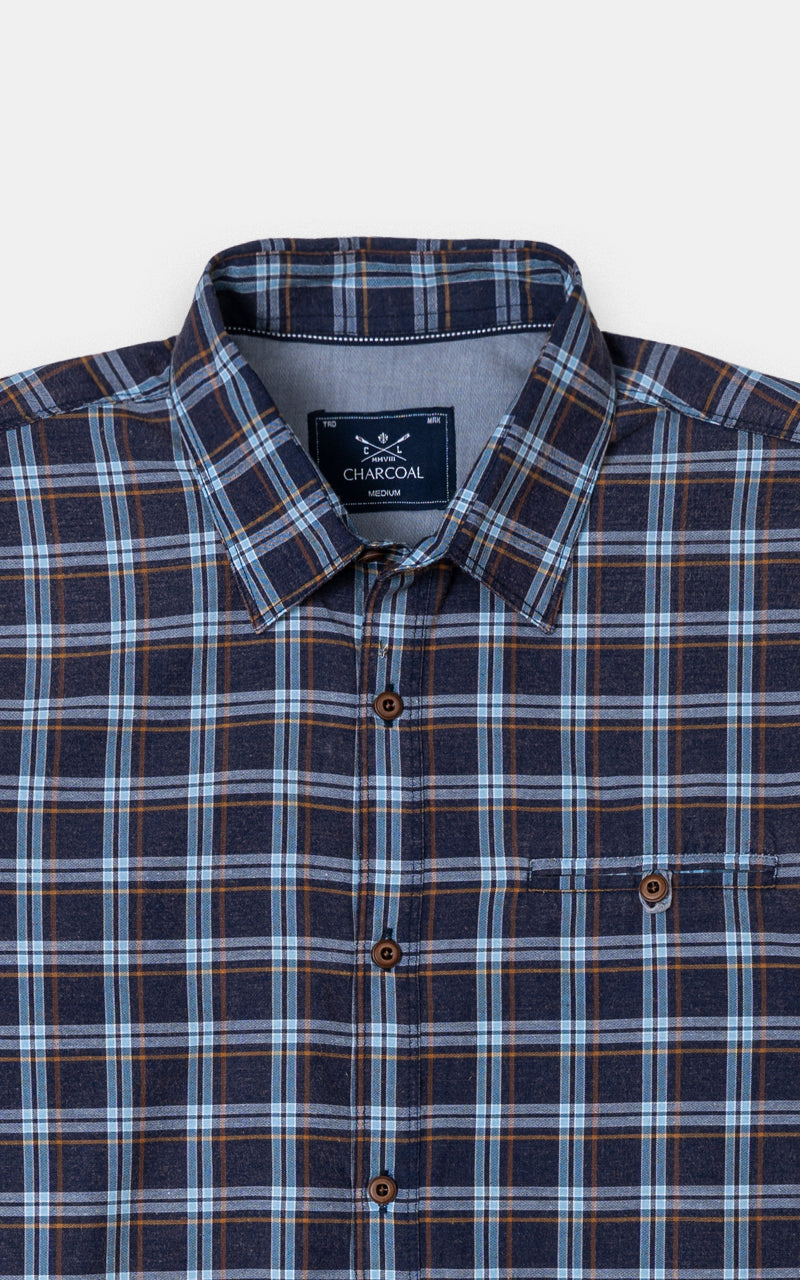 CASUAL SHIRT NAVY SKY CHECK