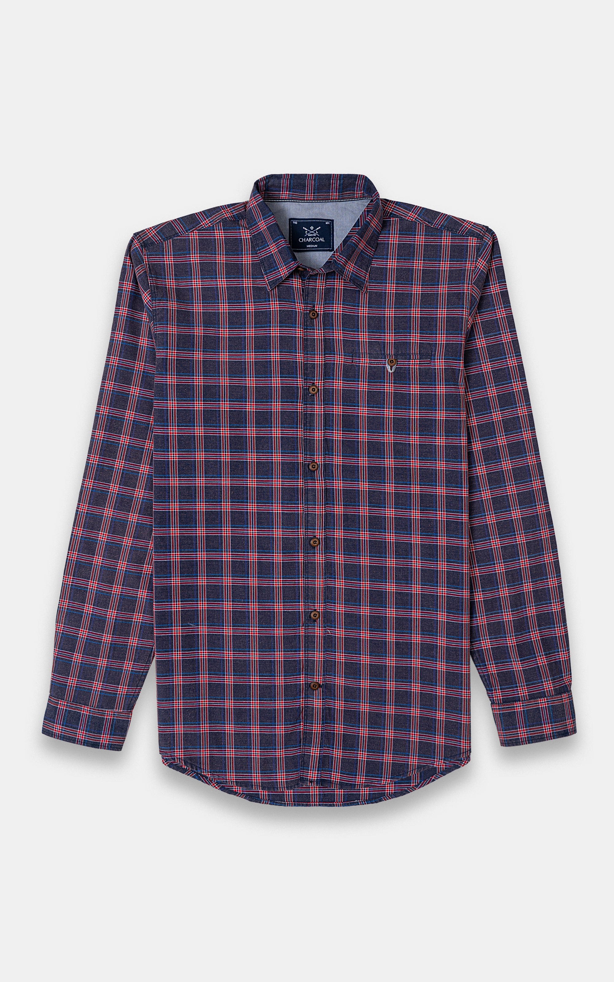 CASUAL SHIRT NAVY MAROON CHECK