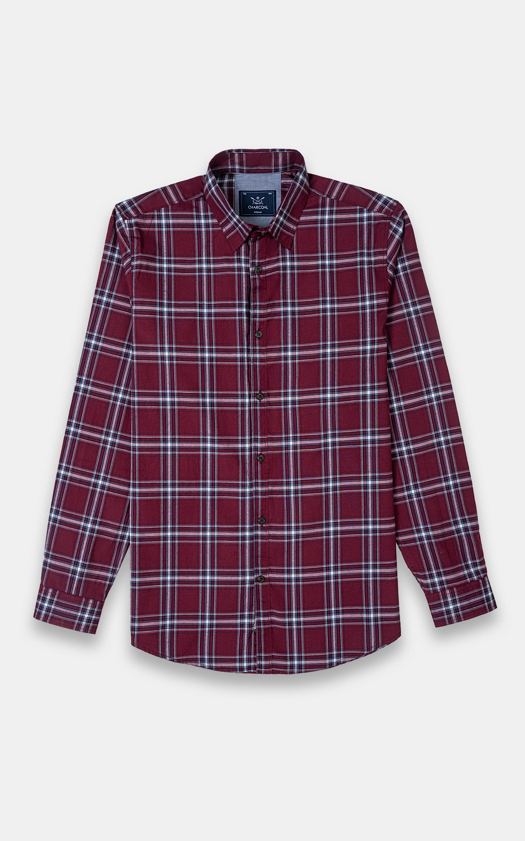 CASUAL SHIRT MAROON CHECK