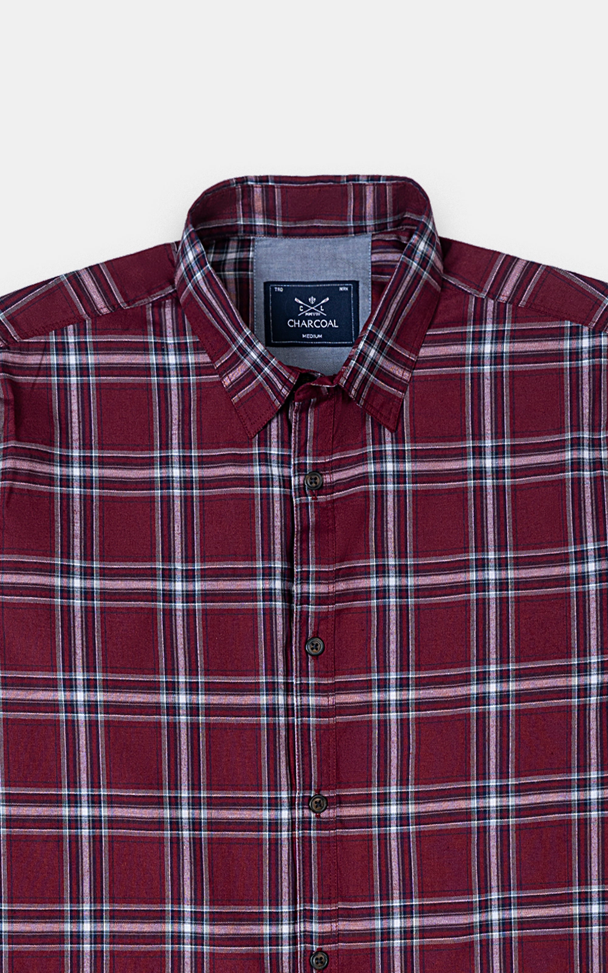 CASUAL SHIRT MAROON CHECK