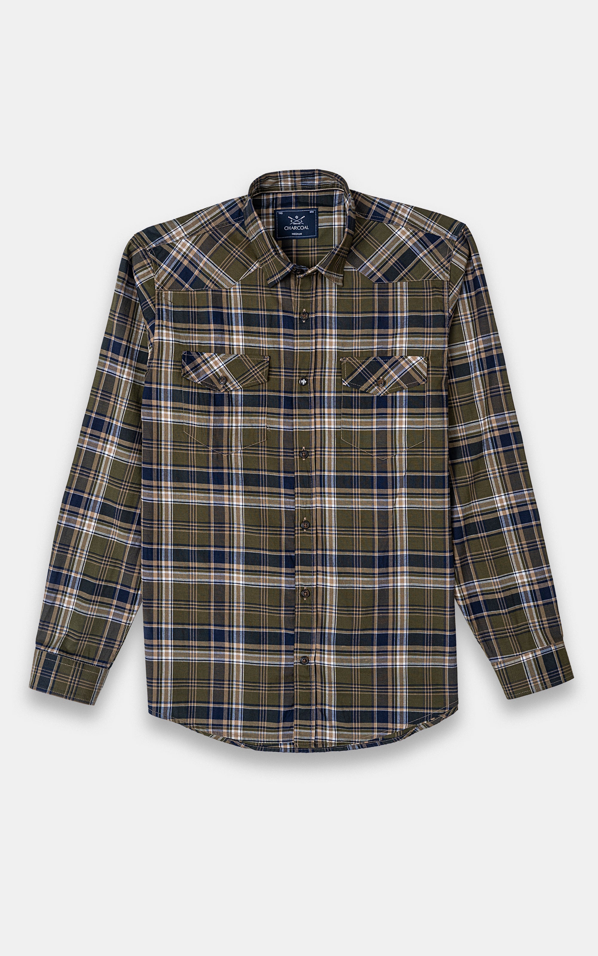 CASUAL SHIRT OLIVE CHECK