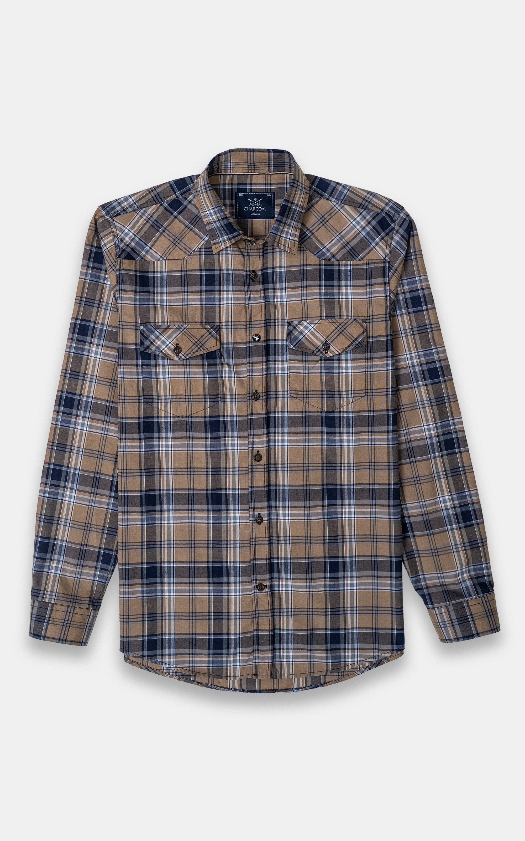 CASUAL SHIRT KHAKI CHECK