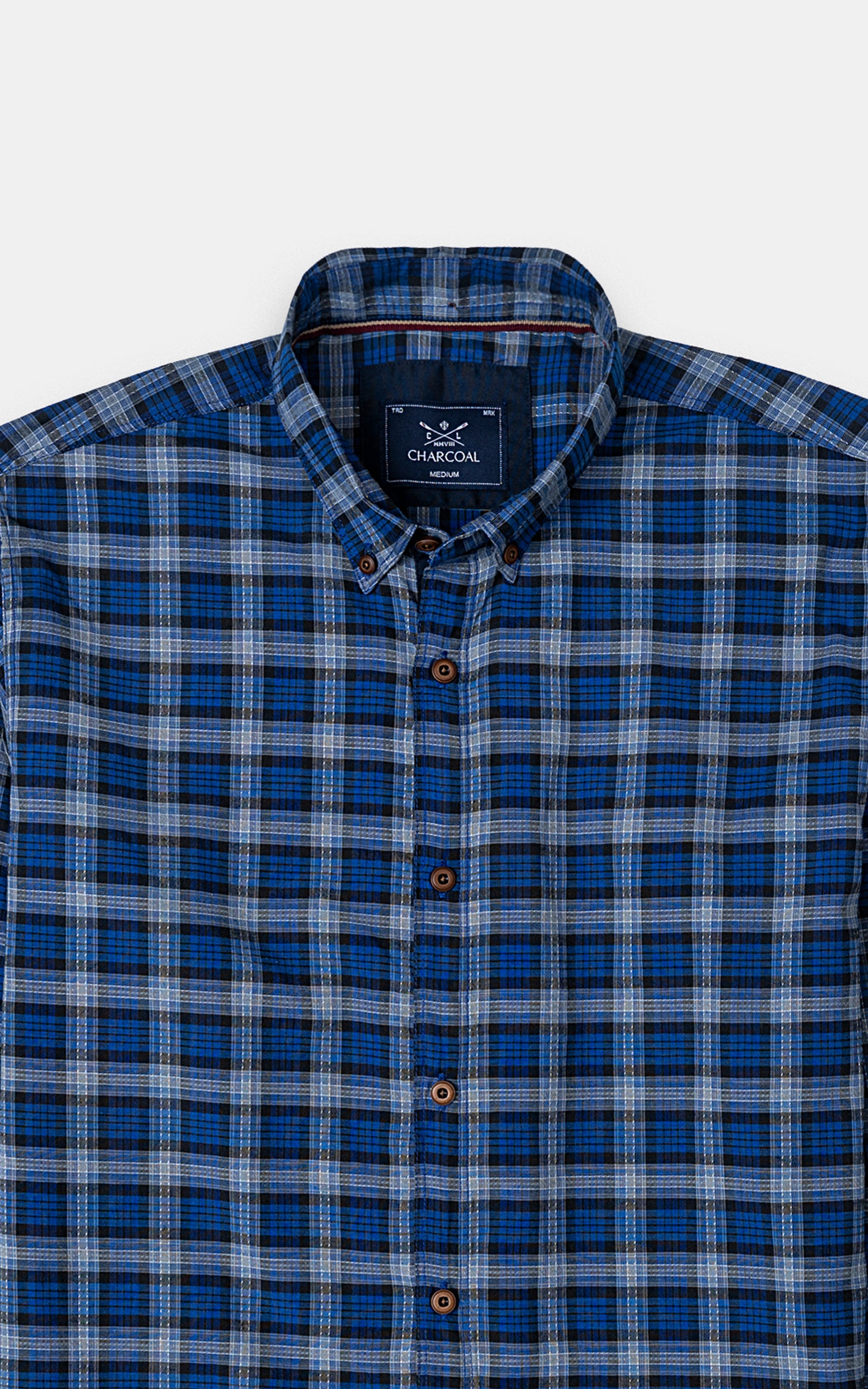 CASUAL SHIRT NAVY GREY CHECK