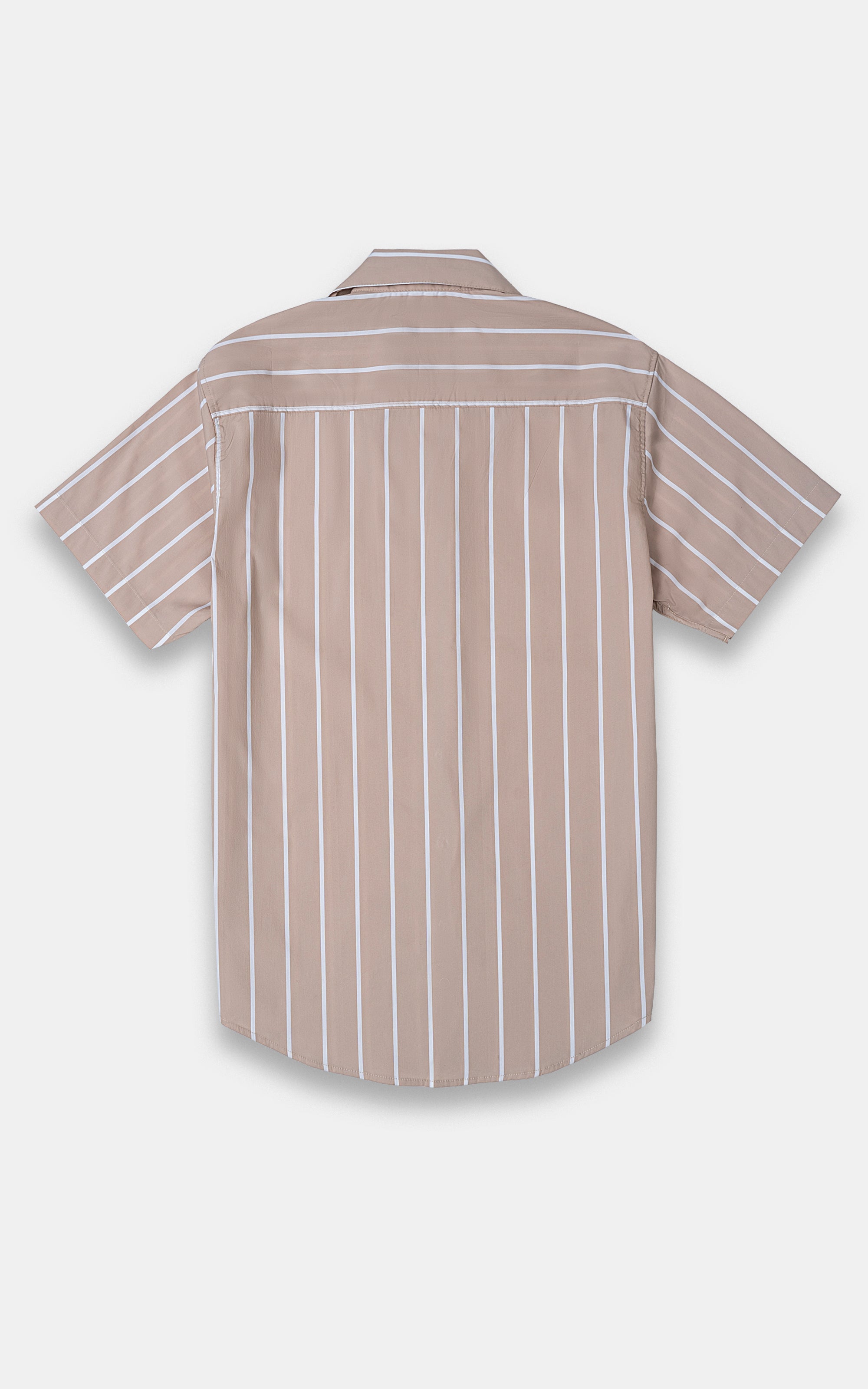 CASUAL SHIRT KHAKI WHITE STRIPES