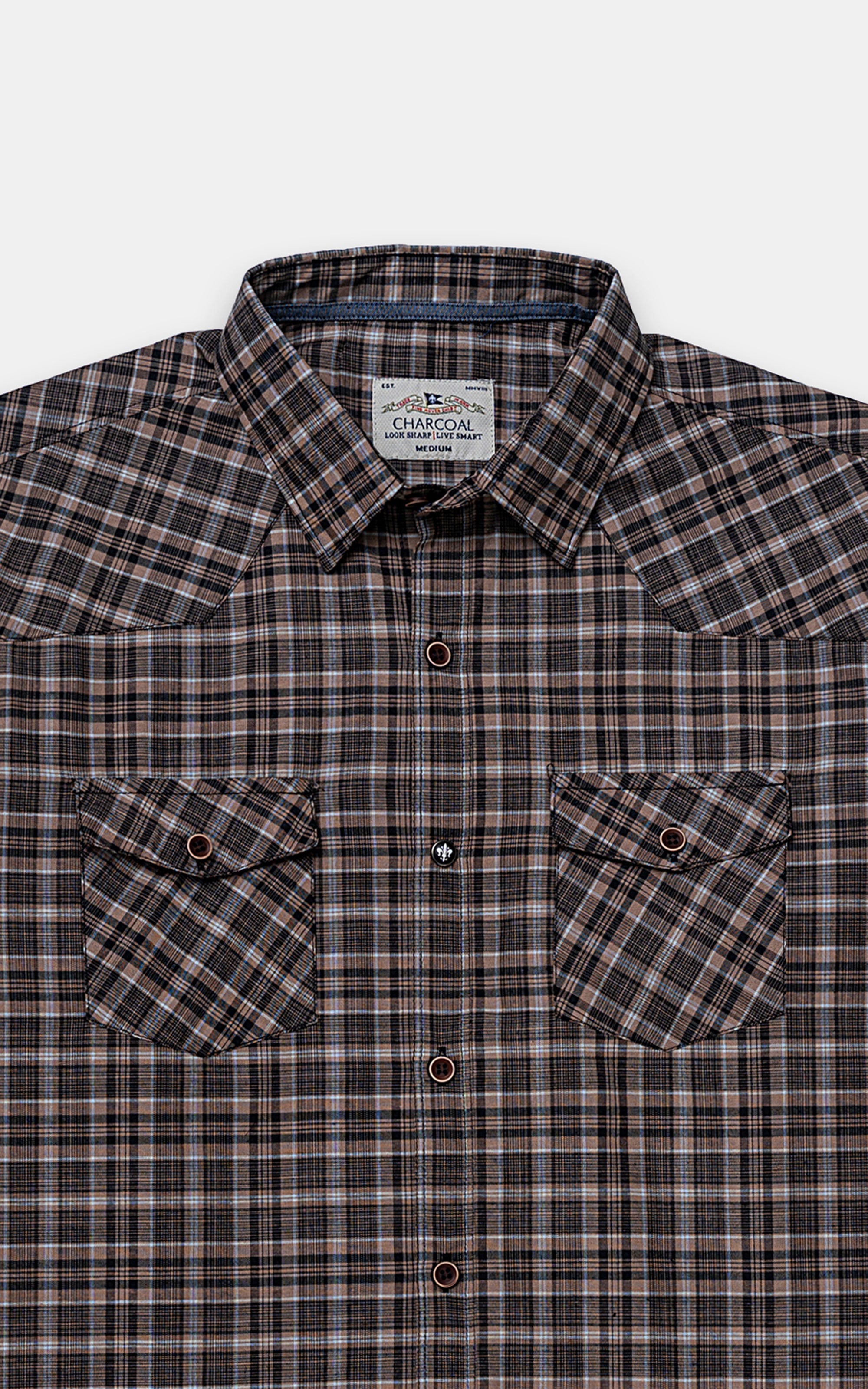 CASUAL SHIRT BROWN CHECK