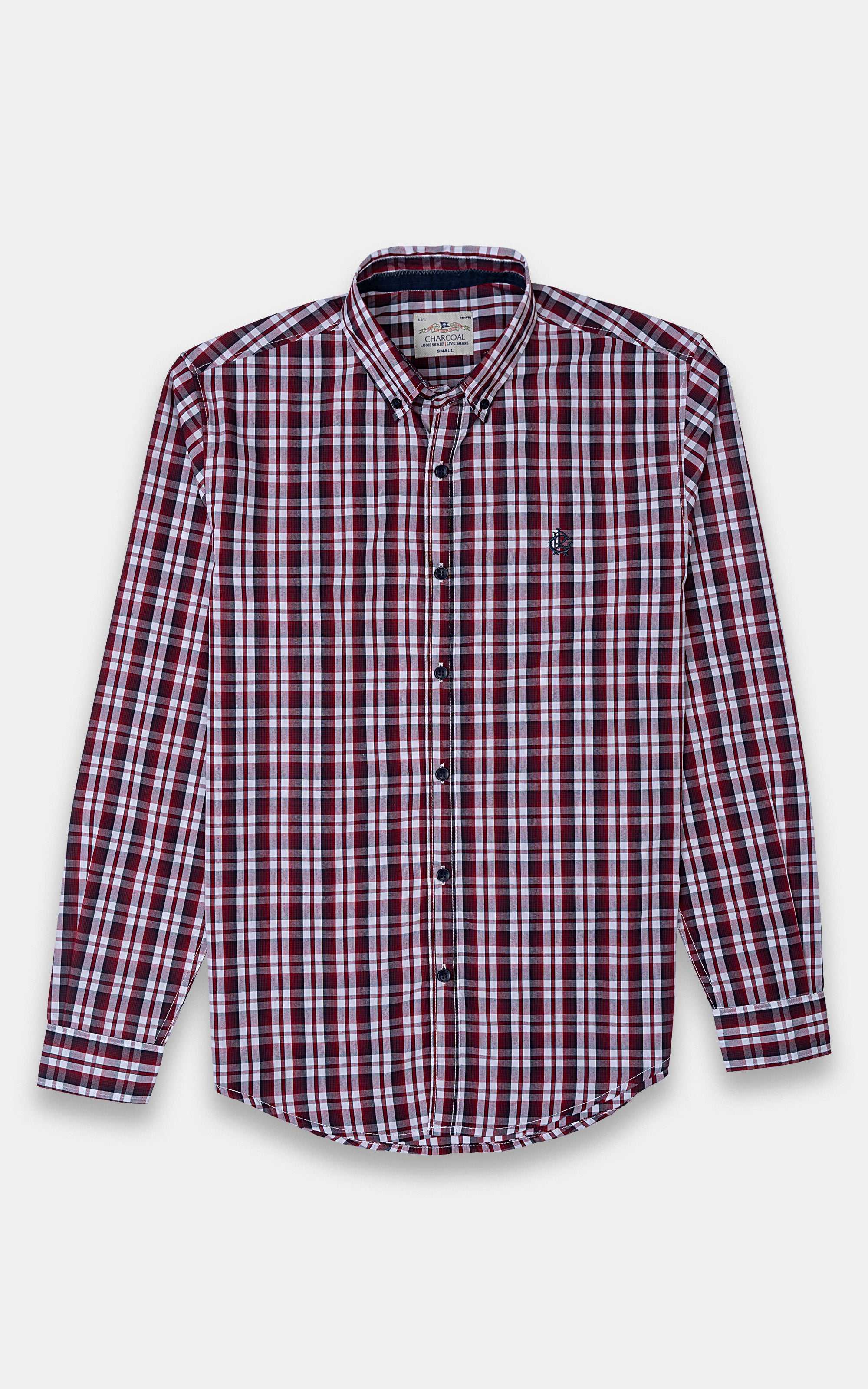 CASUAL SHIRT MAROON CHECK